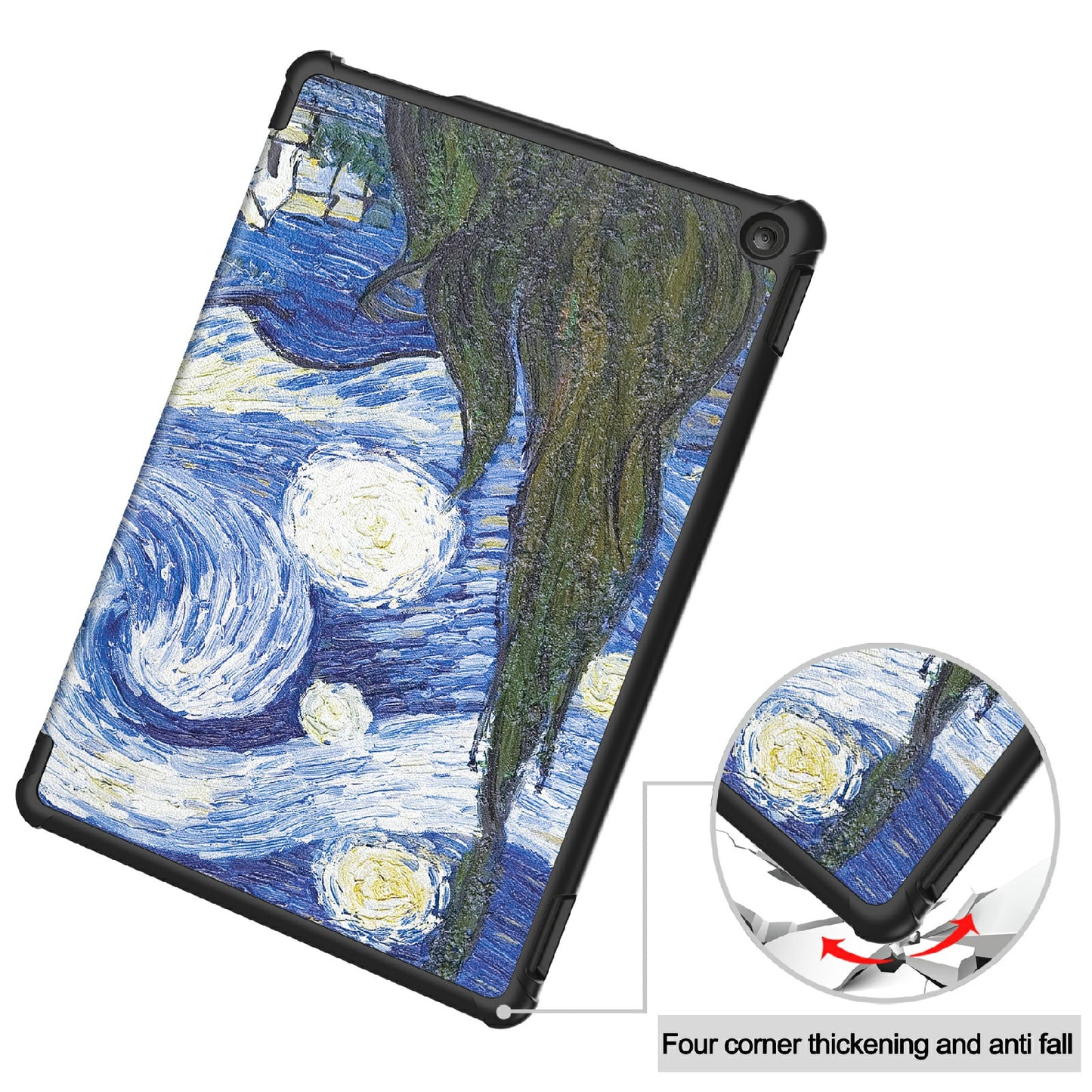 For Amazon Fire HD 10 (2023) PU Leather Tablet Case Tri-fold Stand Pattern Printing Tablet Cover