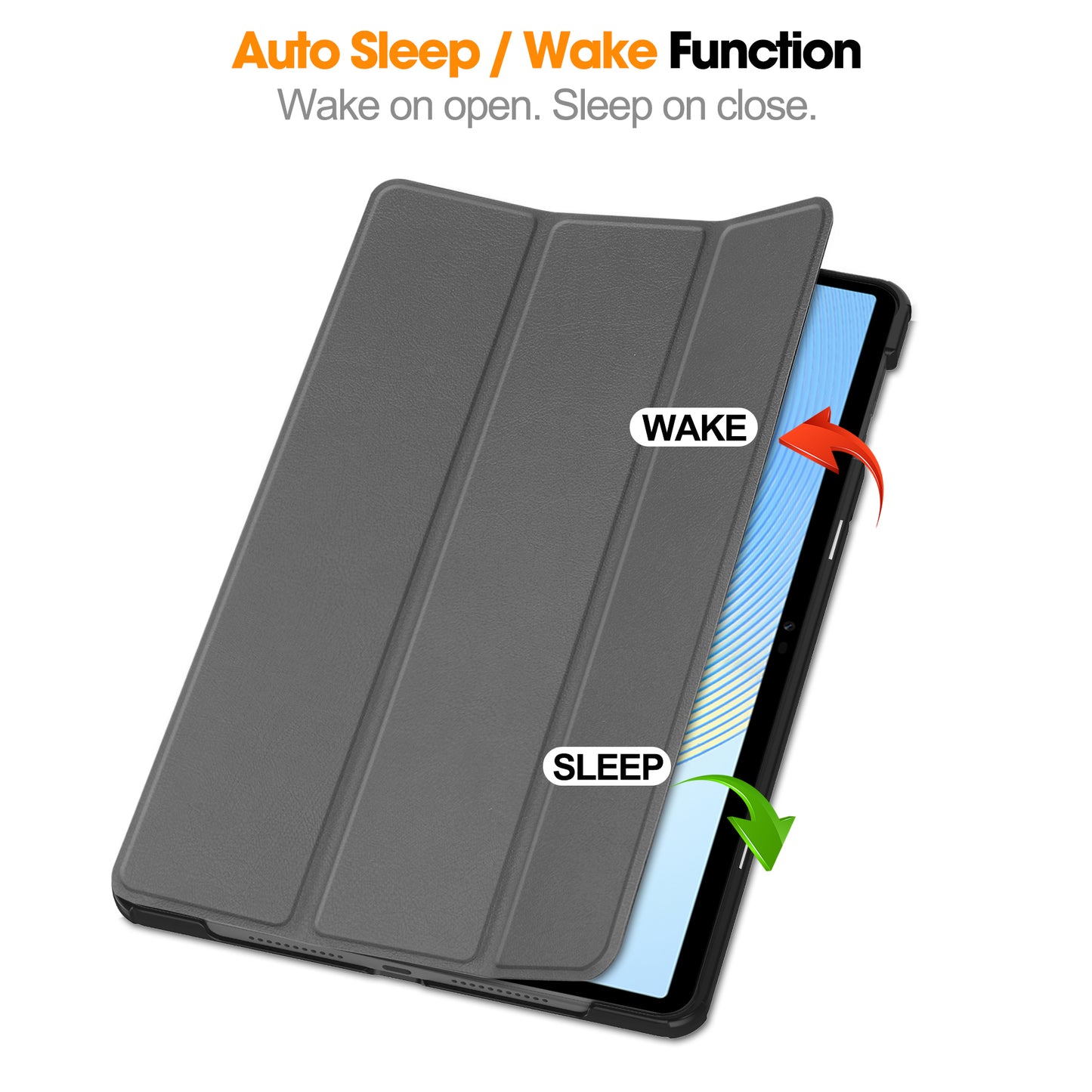 For Honor Pad X8 Pro Tri-Fold Stand Shell PU Leather Auto Sleep / Wake Protective Tablet Cover