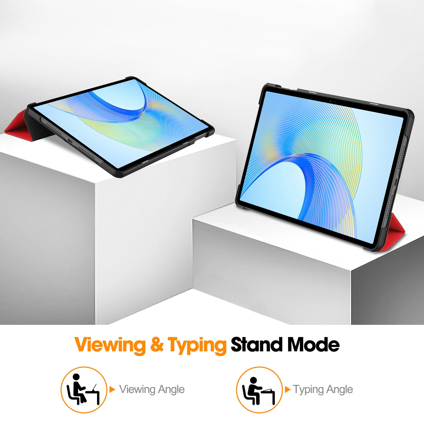 For Honor Pad X8 Pro Tri-Fold Stand Shell PU Leather Auto Sleep / Wake Protective Tablet Cover