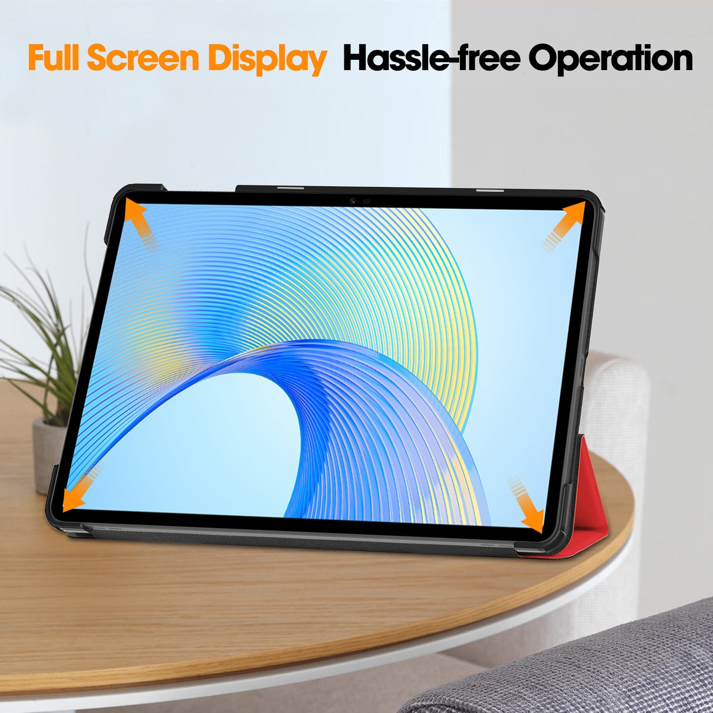 For Honor Pad X8 Pro Tri-Fold Stand Shell PU Leather Auto Sleep / Wake Protective Tablet Cover