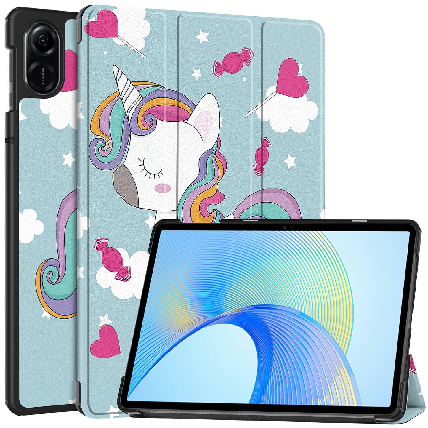 For Honor Pad X8 Pro Trifold Stand Smart Tablet Case Pattern Printing PU Leather Cover
