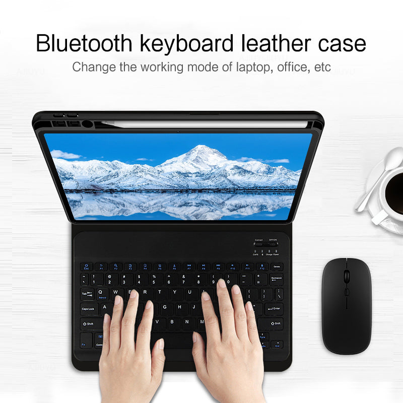 For Huawei Qingyun C7 PU Leather Case Stand Tablet Cover with Detachable Bluethooth Keyboard / Pencil Slot