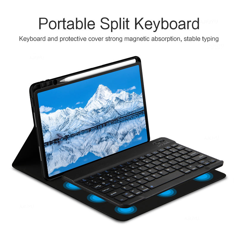 For Huawei Qingyun C7 PU Leather Case Stand Tablet Cover with Detachable Bluethooth Keyboard / Pencil Slot