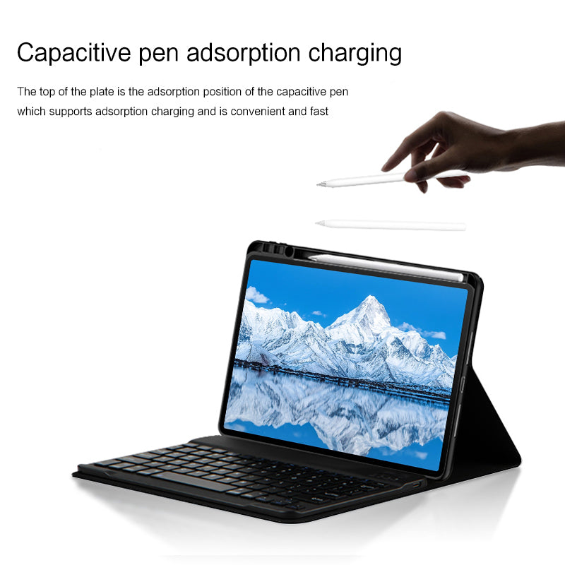 For Huawei Qingyun C7 PU Leather Case Stand Tablet Cover with Detachable Bluethooth Keyboard / Pencil Slot