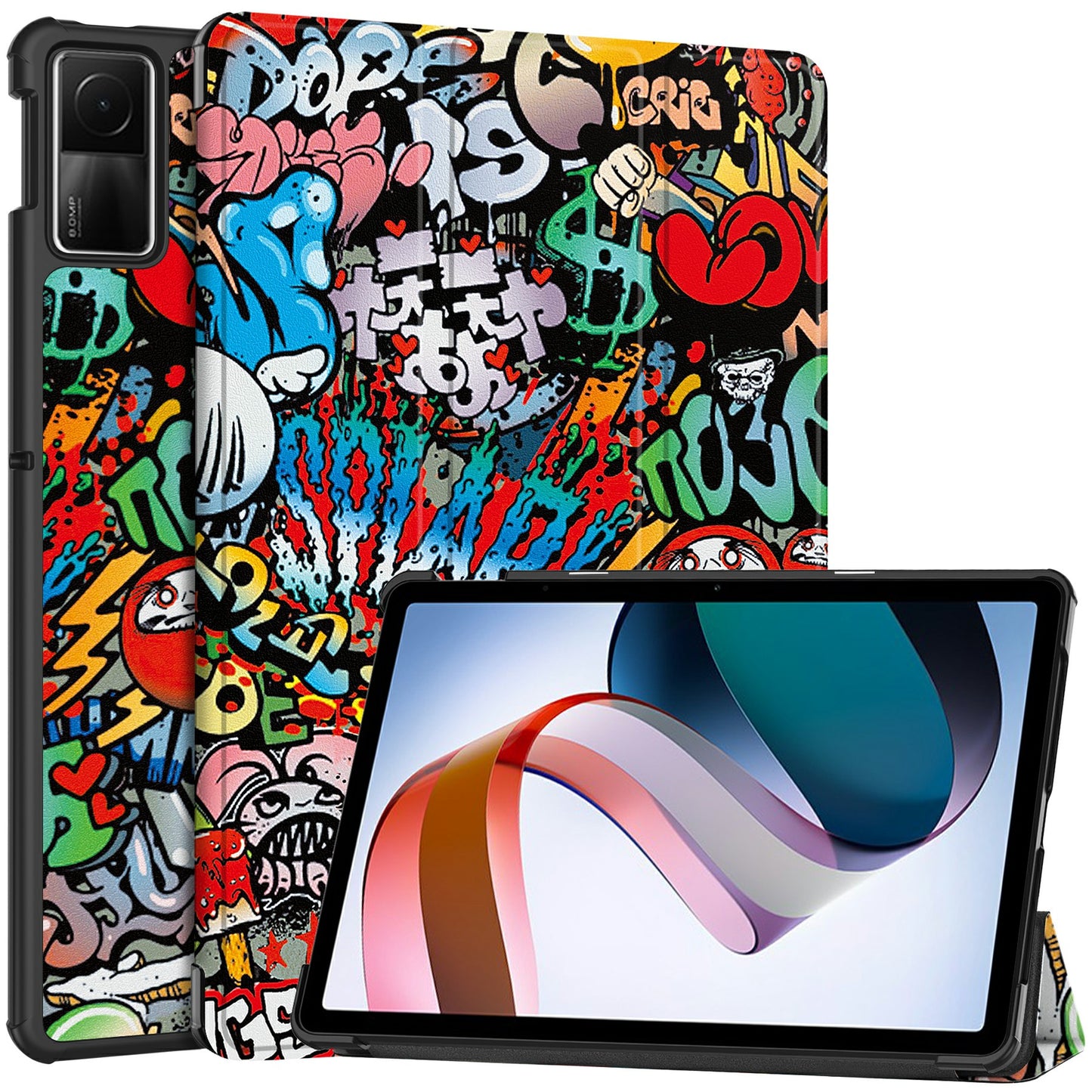 For Xiaomi Redmi Pad SE PU Leather Tablet Case Pattern Printing Tablet Cover with Tri-fold Stand