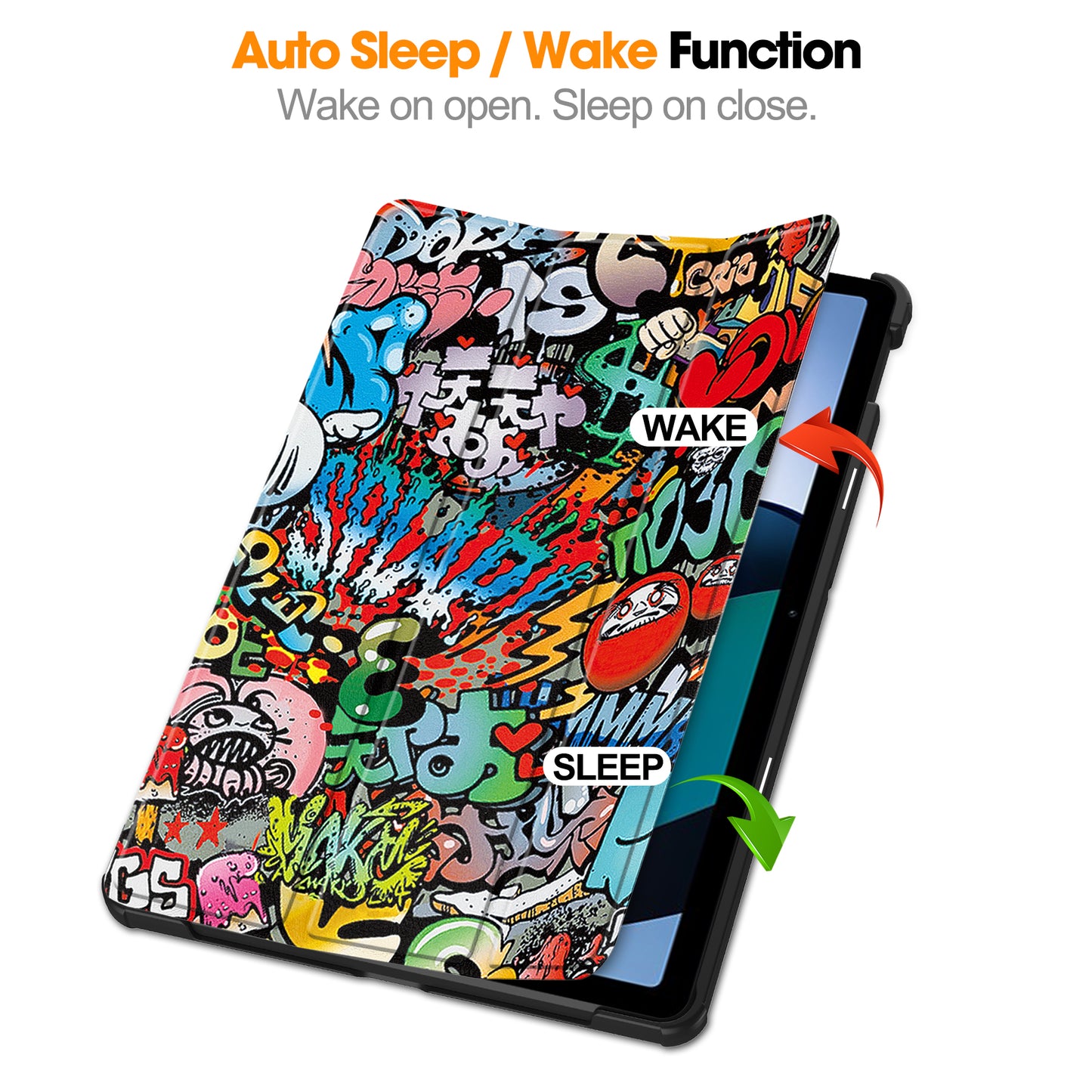 For Xiaomi Redmi Pad SE PU Leather Tablet Case Pattern Printing Tablet Cover with Tri-fold Stand