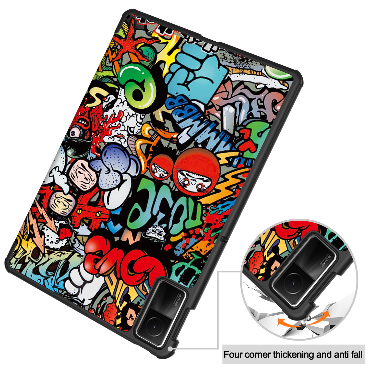 For Xiaomi Redmi Pad SE PU Leather Tablet Case Pattern Printing Tablet Cover with Tri-fold Stand