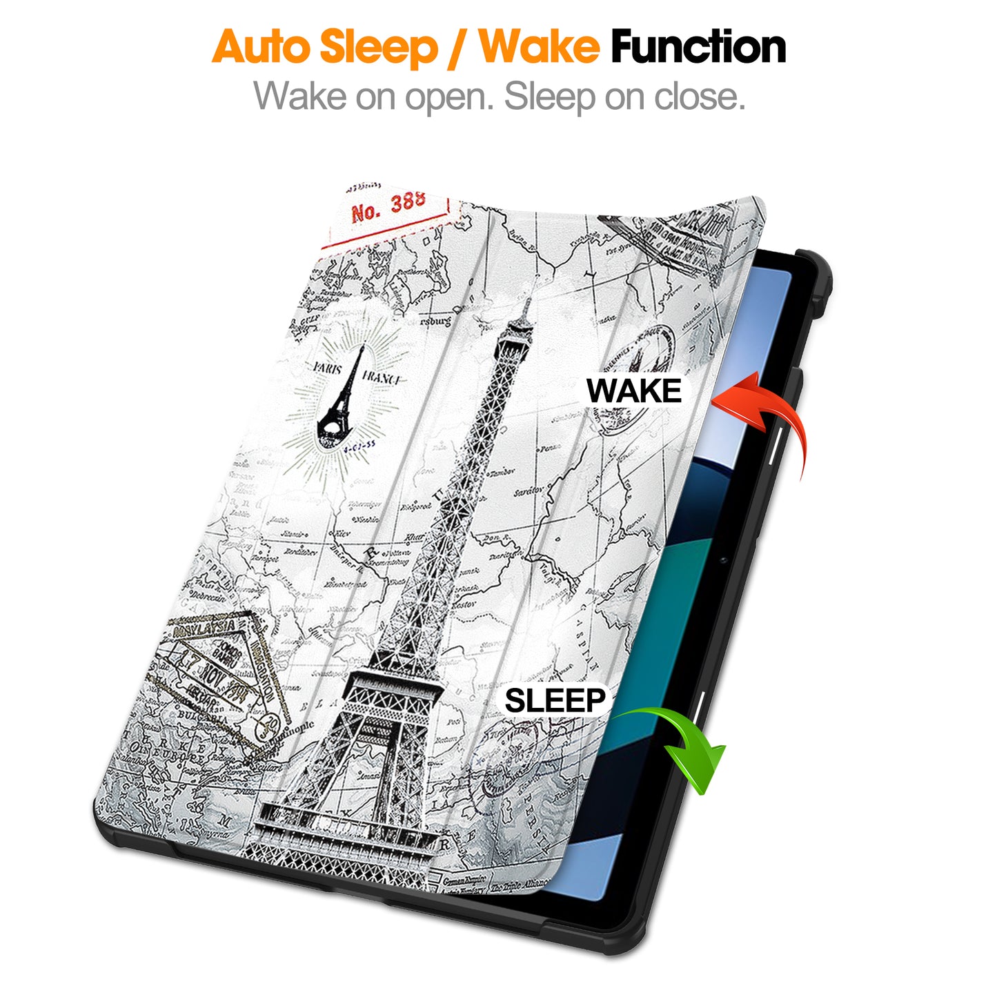 For Xiaomi Redmi Pad SE PU Leather Tablet Case Pattern Printing Tablet Cover with Tri-fold Stand