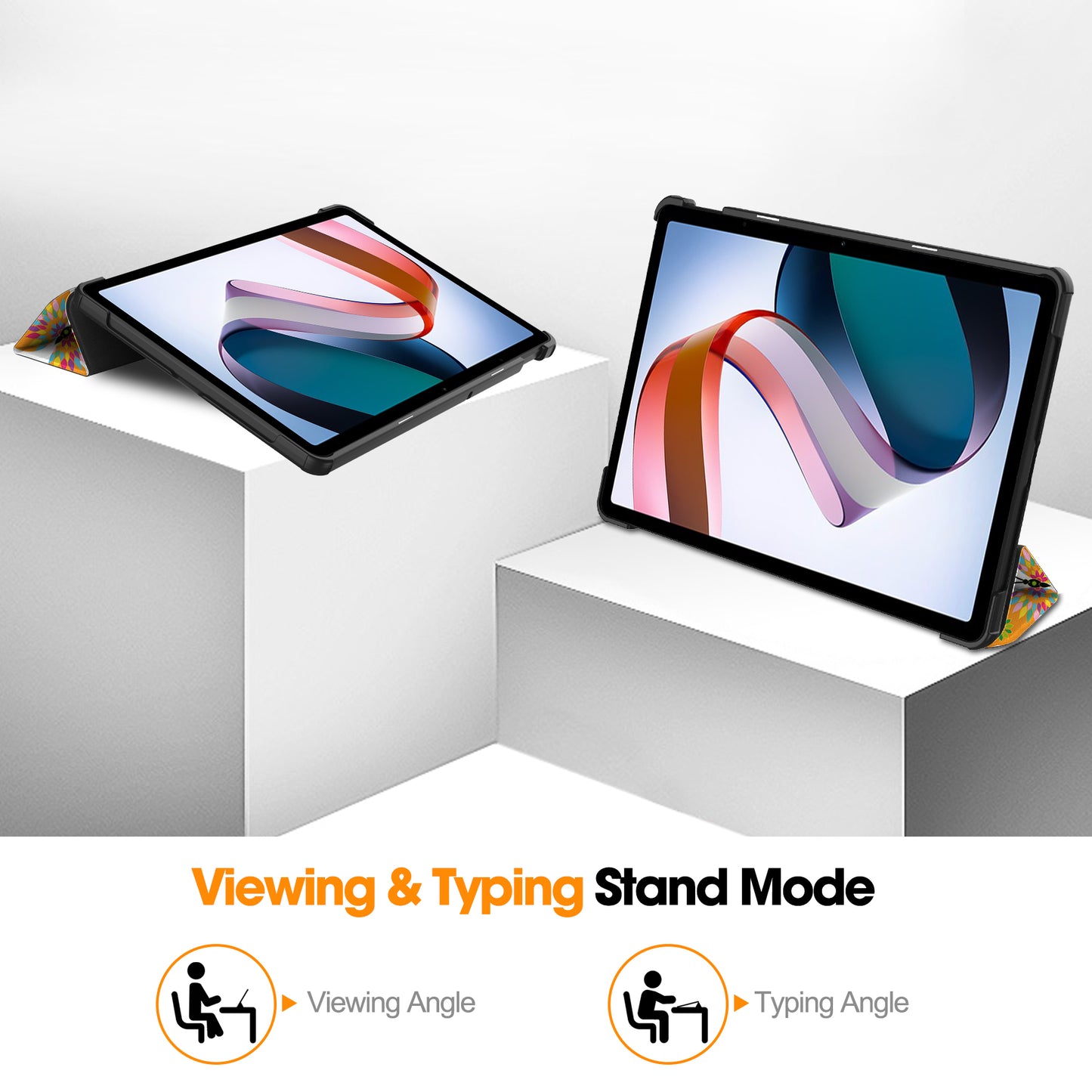 For Xiaomi Redmi Pad SE PU Leather Tablet Case Pattern Printing Tablet Cover with Tri-fold Stand