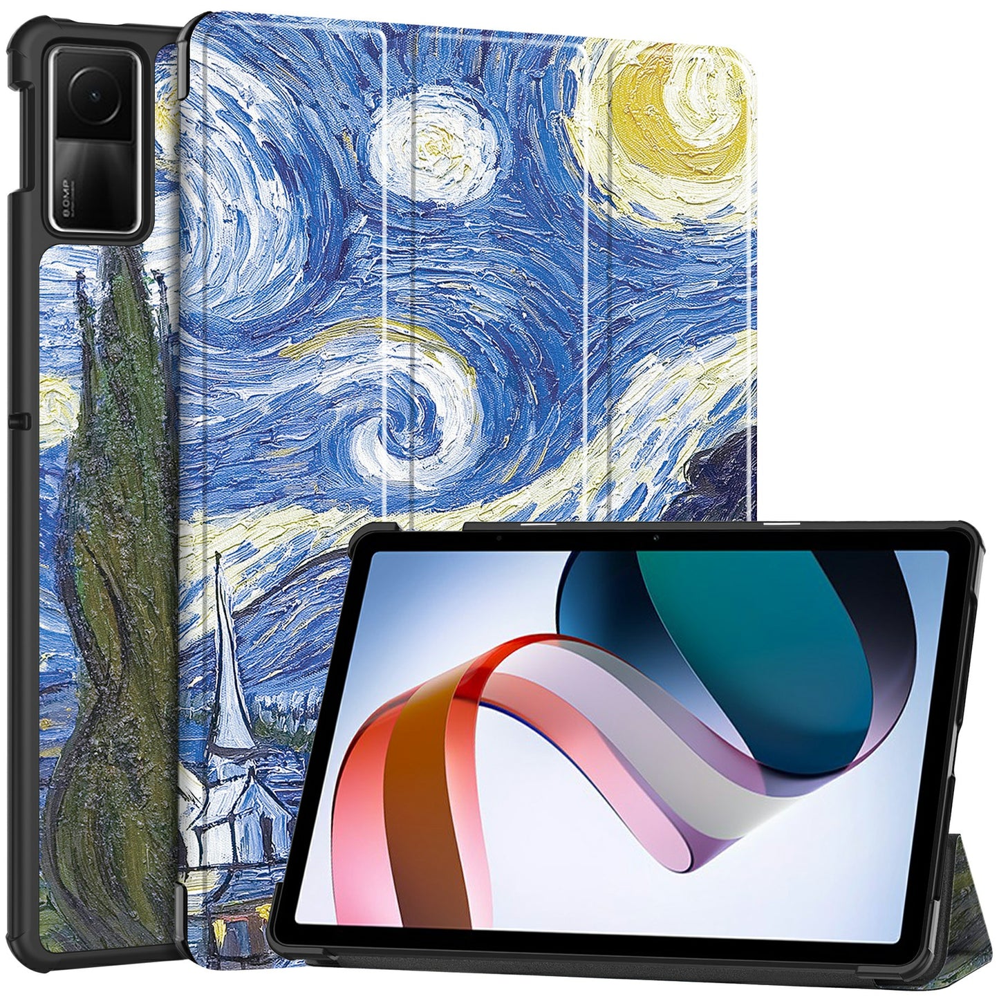 For Xiaomi Redmi Pad SE PU Leather Tablet Case Pattern Printing Tablet Cover with Tri-fold Stand