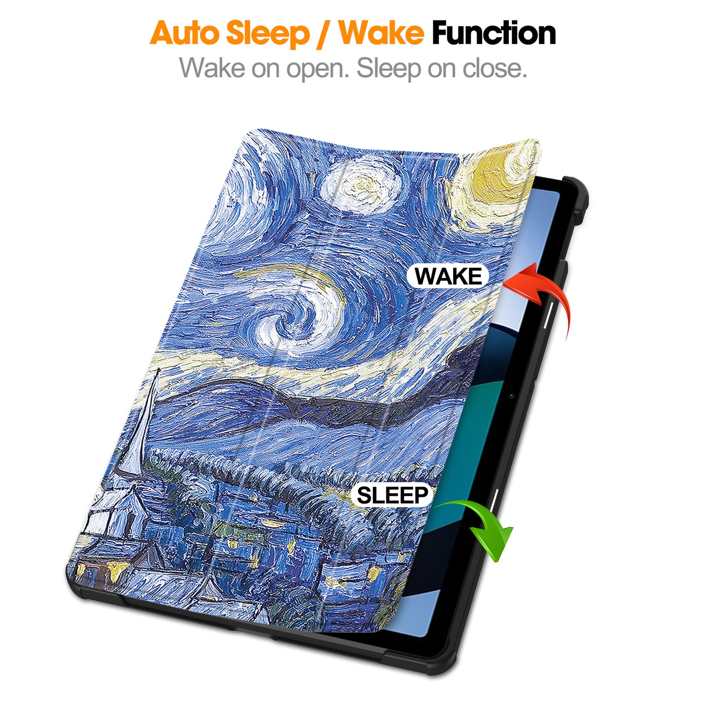 For Xiaomi Redmi Pad SE PU Leather Tablet Case Pattern Printing Tablet Cover with Tri-fold Stand