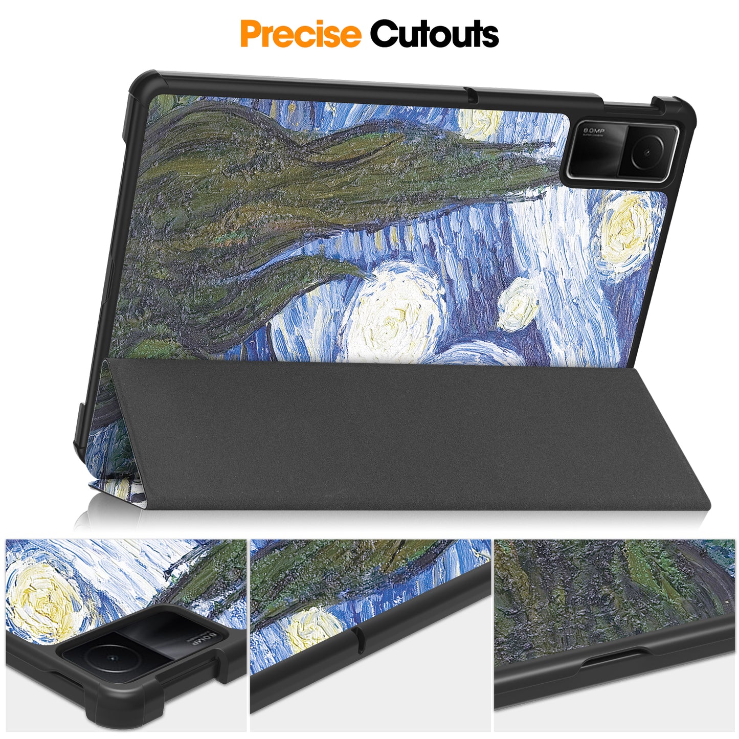 For Xiaomi Redmi Pad SE PU Leather Tablet Case Pattern Printing Tablet Cover with Tri-fold Stand