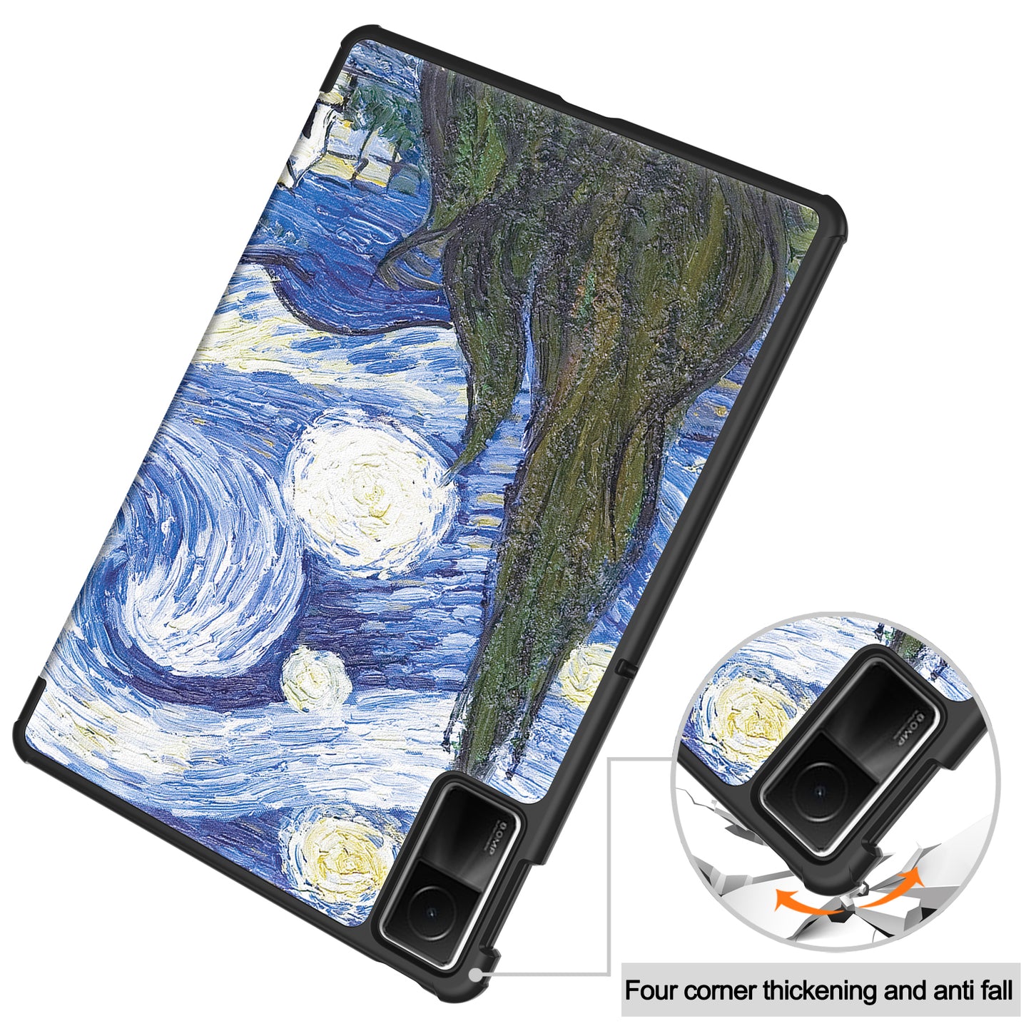 For Xiaomi Redmi Pad SE PU Leather Tablet Case Pattern Printing Tablet Cover with Tri-fold Stand