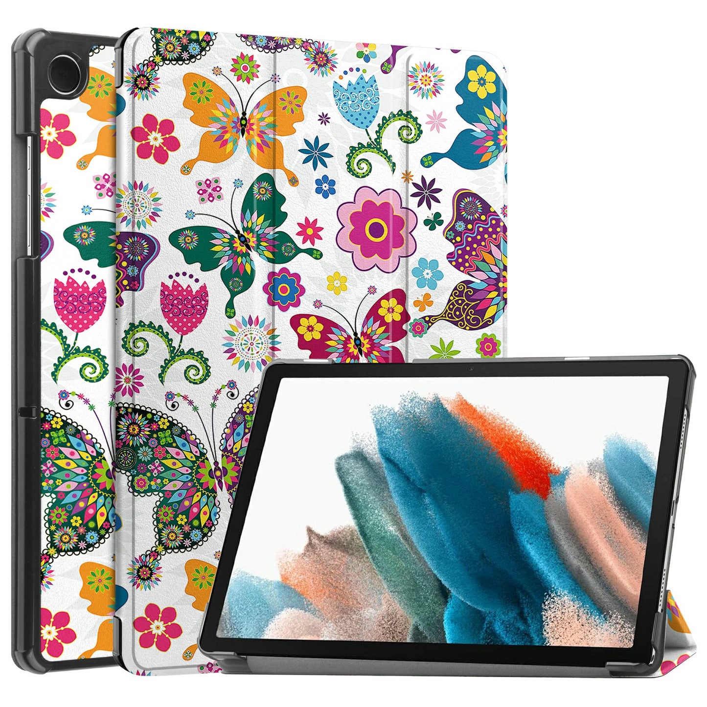 For Samsung Galaxy Tab A9+ Trifold Stand Tablet Case PU Leather Pattern Printing Smart Protective Cover