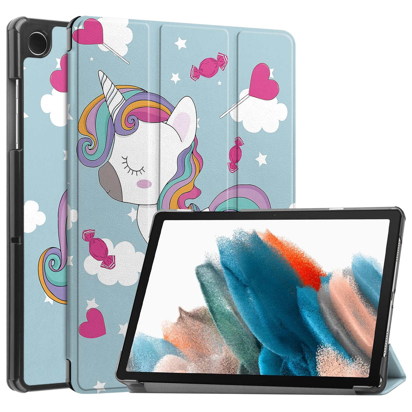 For Samsung Galaxy Tab A9+ Trifold Stand Tablet Case PU Leather Pattern Printing Smart Protective Cover