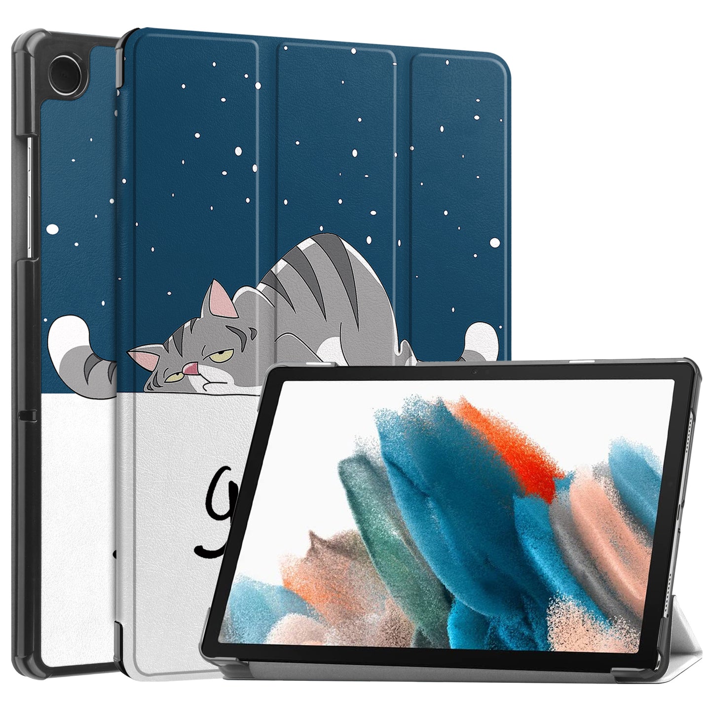 For Samsung Galaxy Tab A9+ Trifold Stand Tablet Case PU Leather Pattern Printing Smart Protective Cover