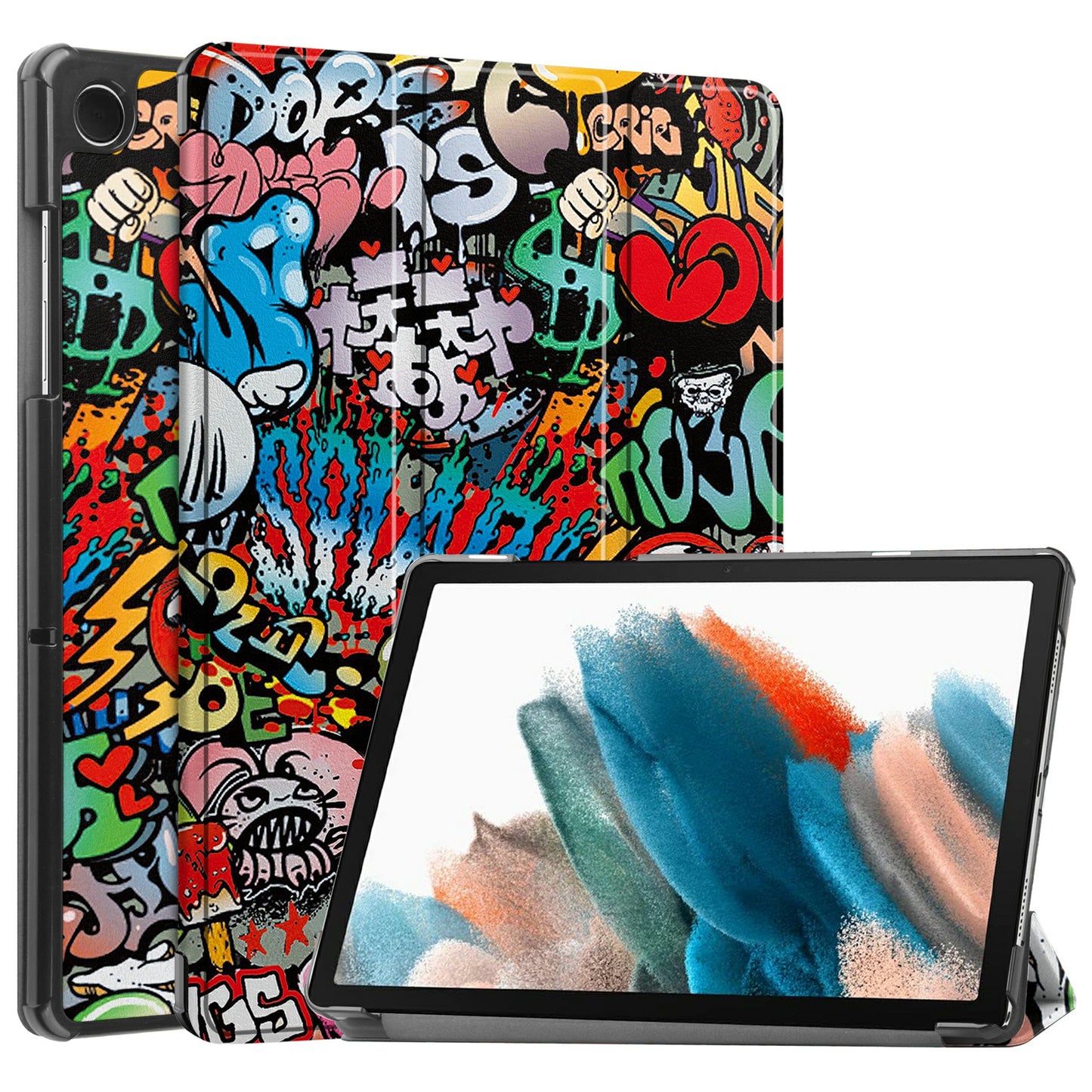 For Samsung Galaxy Tab A9+ Trifold Stand Tablet Case PU Leather Pattern Printing Smart Protective Cover