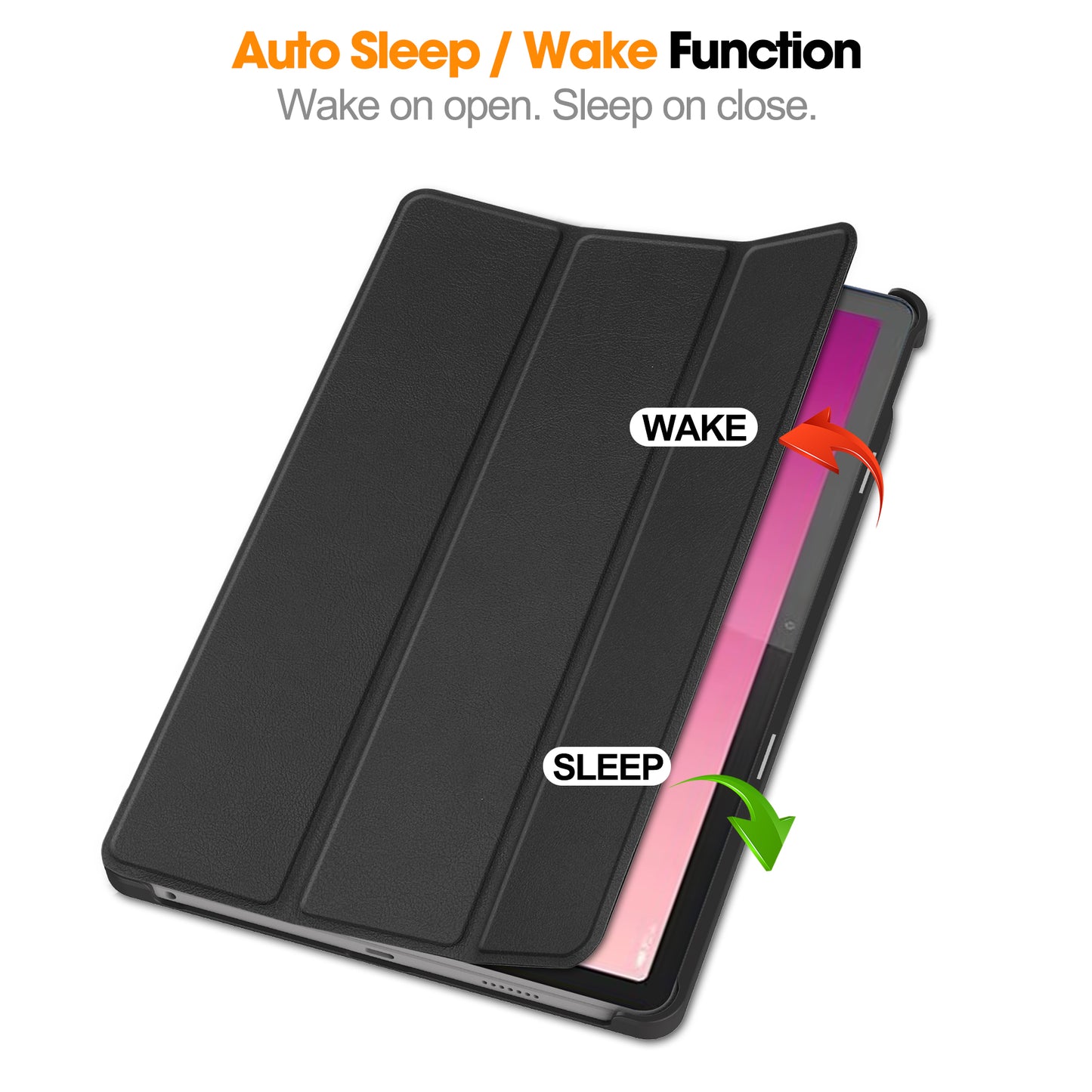 For Lenovo Tab M10 5G Tri-fold Stand Smart Cover PU Leather Auto Wake / Sleep Tablet Case