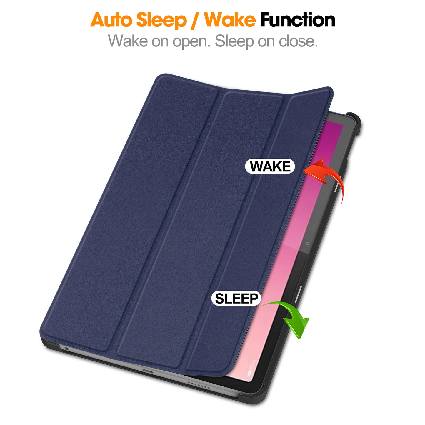 For Lenovo Tab M10 5G Tri-fold Stand Smart Cover PU Leather Auto Wake / Sleep Tablet Case