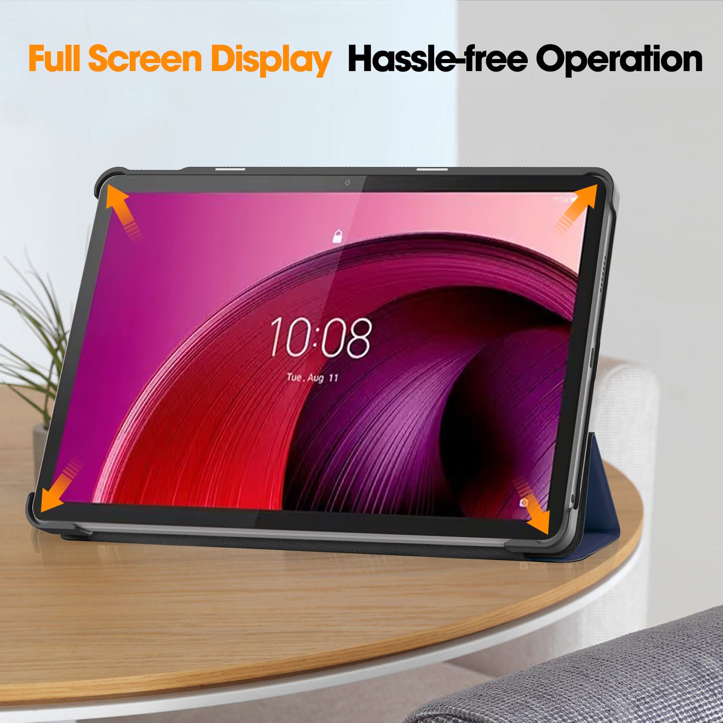 For Lenovo Tab M10 5G Tri-fold Stand Smart Cover PU Leather Auto Wake / Sleep Tablet Case