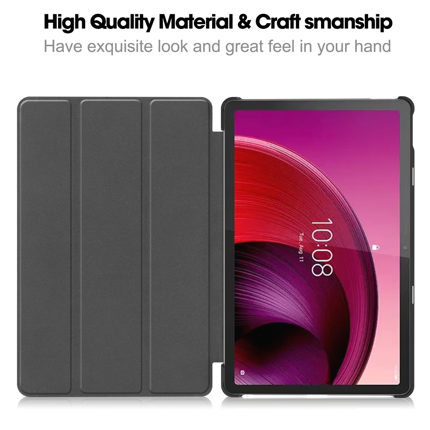 For Lenovo Tab M10 5G Tri-fold Stand Smart Cover PU Leather Auto Wake / Sleep Tablet Case