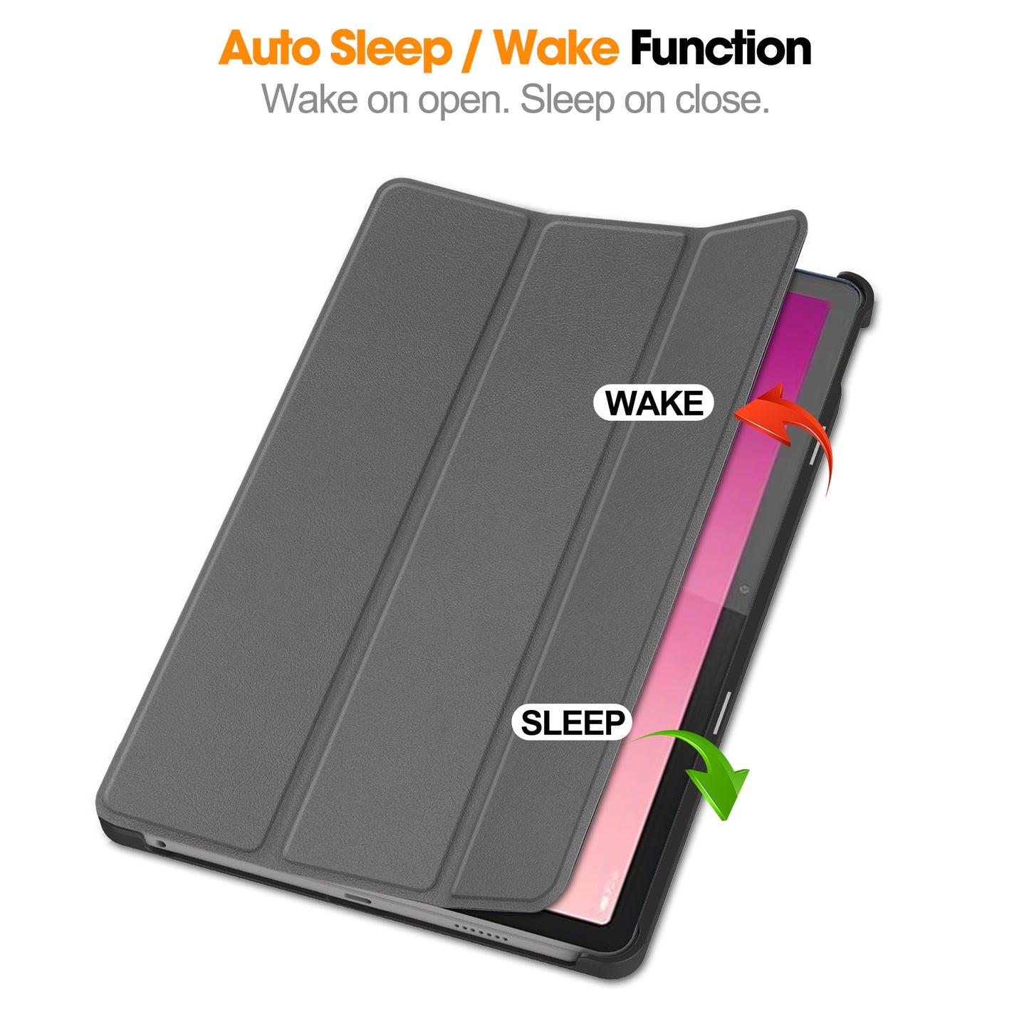 For Lenovo Tab M10 5G Tri-fold Stand Smart Cover PU Leather Auto Wake / Sleep Tablet Case
