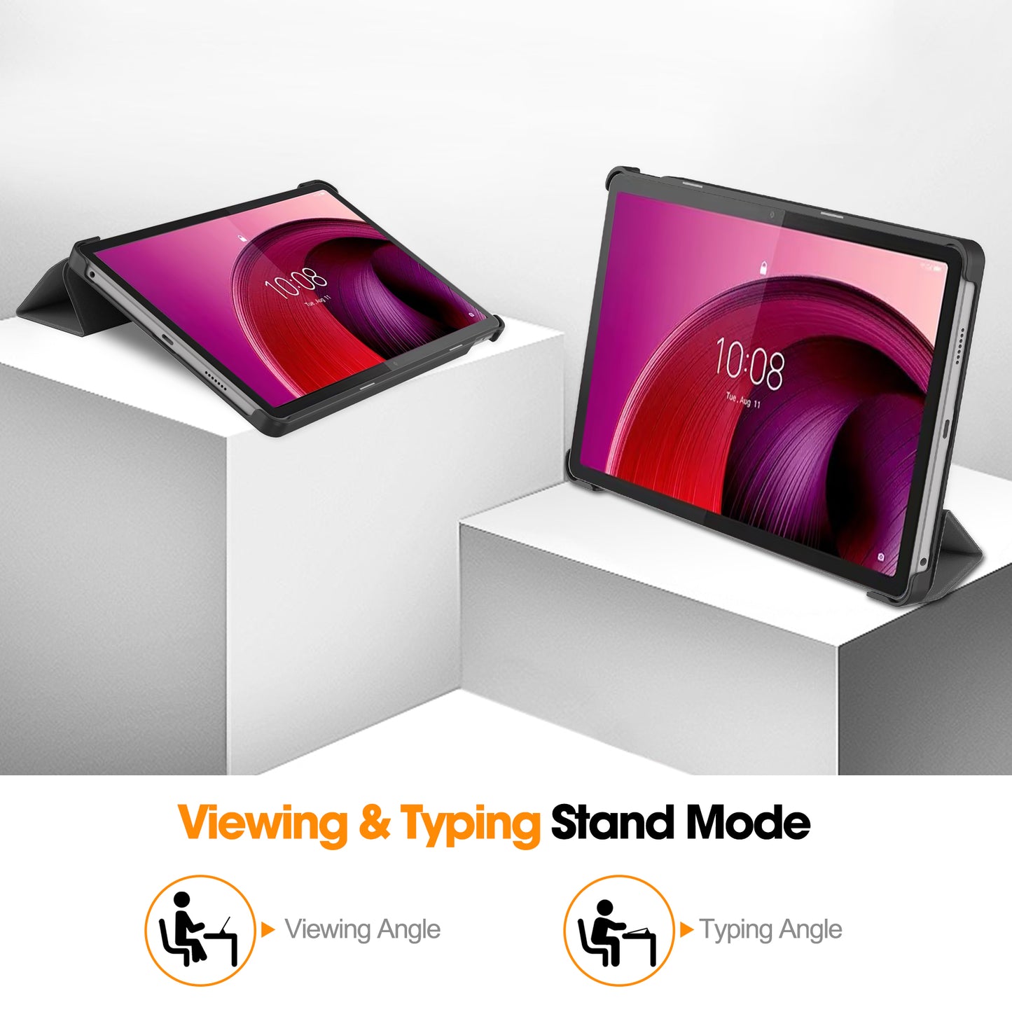 For Lenovo Tab M10 5G Tri-fold Stand Smart Cover PU Leather Auto Wake / Sleep Tablet Case