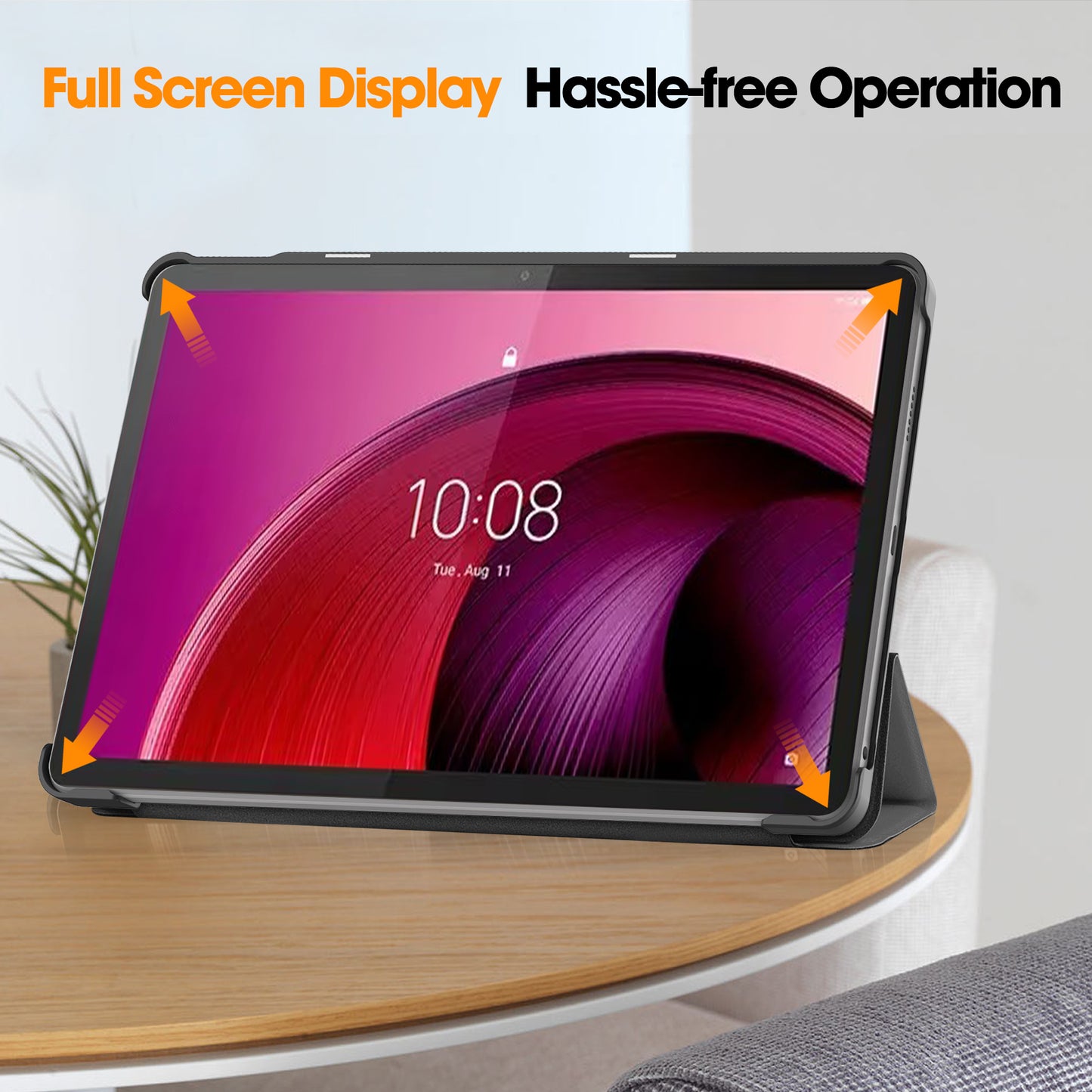 For Lenovo Tab M10 5G Tri-fold Stand Smart Cover PU Leather Auto Wake / Sleep Tablet Case