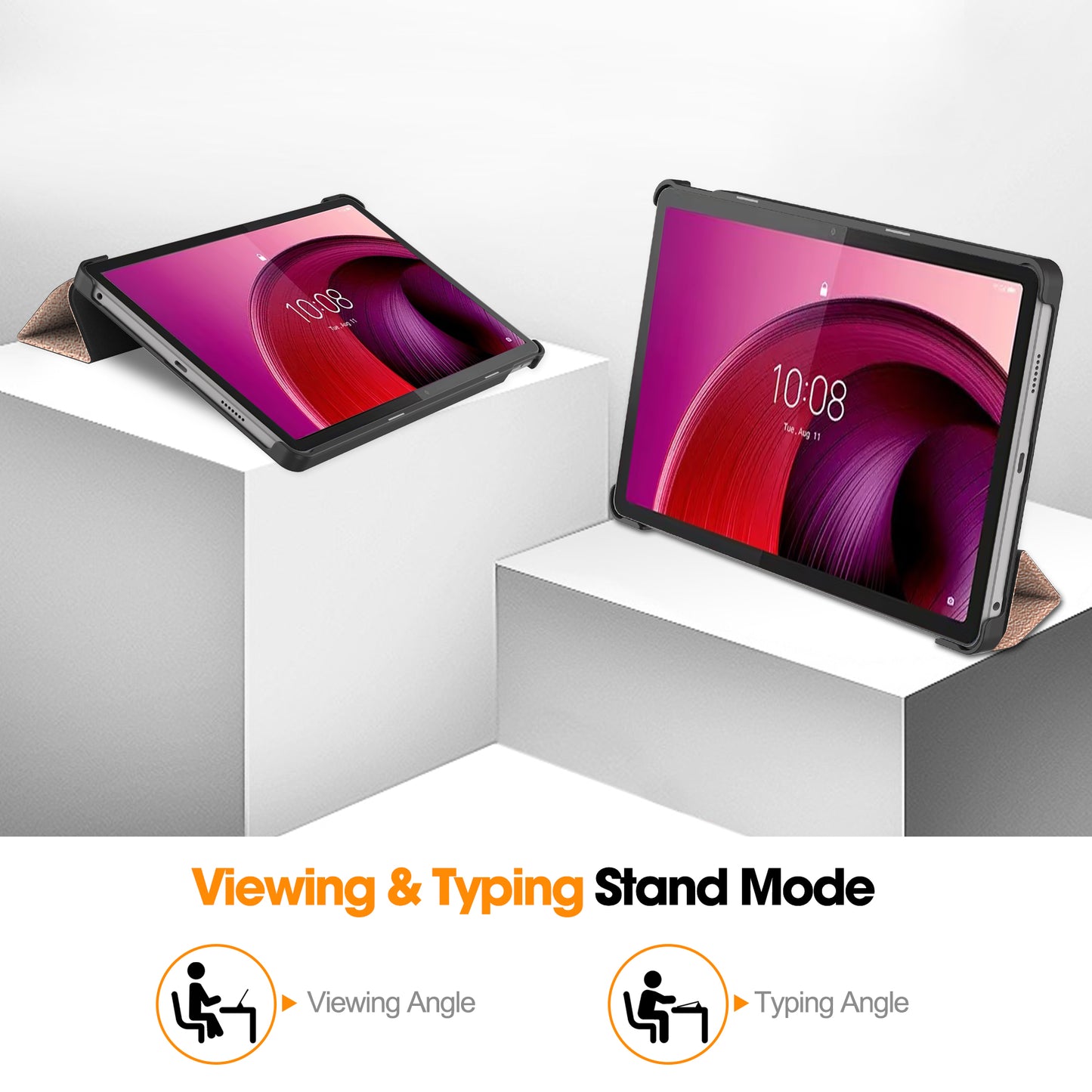 For Lenovo Tab M10 5G Tri-fold Stand Smart Cover PU Leather Auto Wake / Sleep Tablet Case