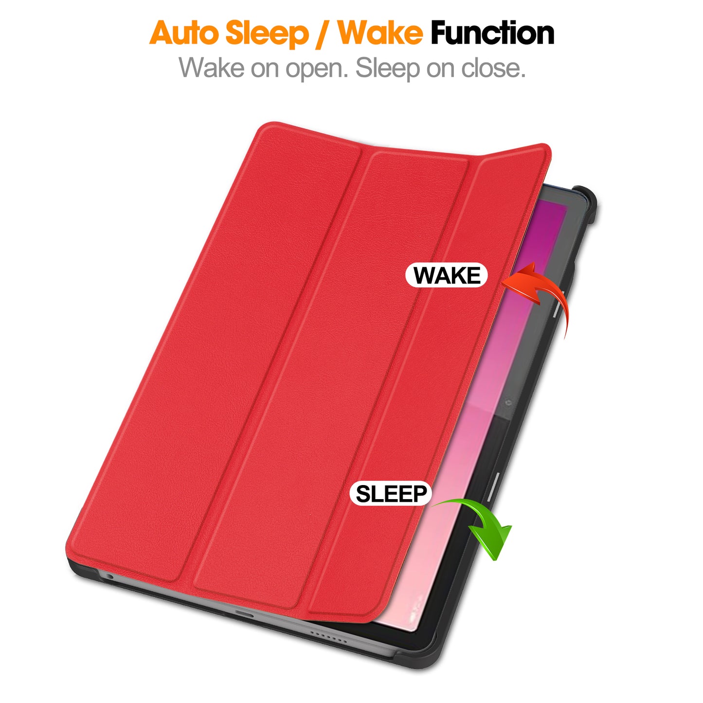 For Lenovo Tab M10 5G Tri-fold Stand Smart Cover PU Leather Auto Wake / Sleep Tablet Case
