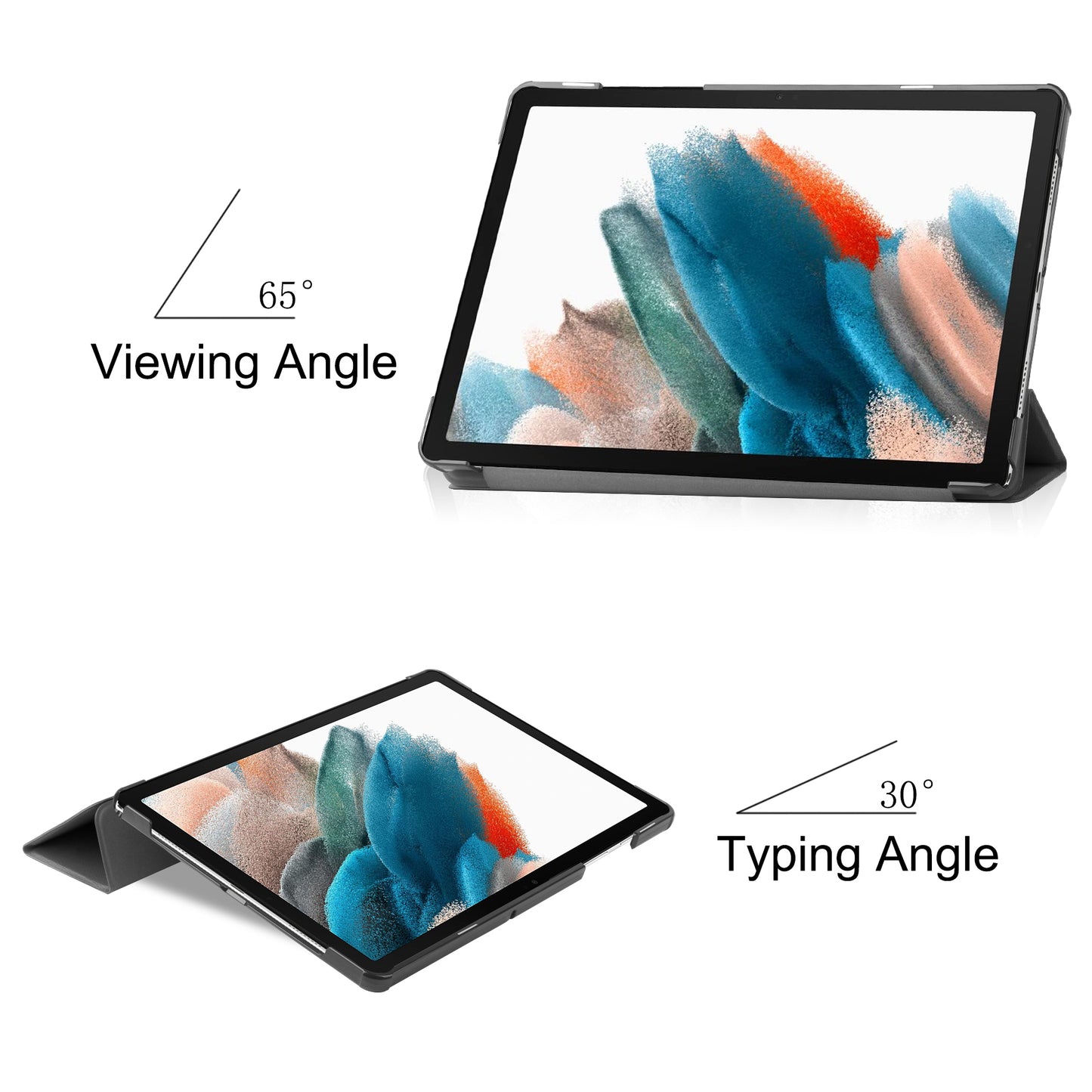 For Samsung Galaxy Tab A9+ PU Leather Tablet Case Tri-fold Stand Cover with Auto Sleep / Wake