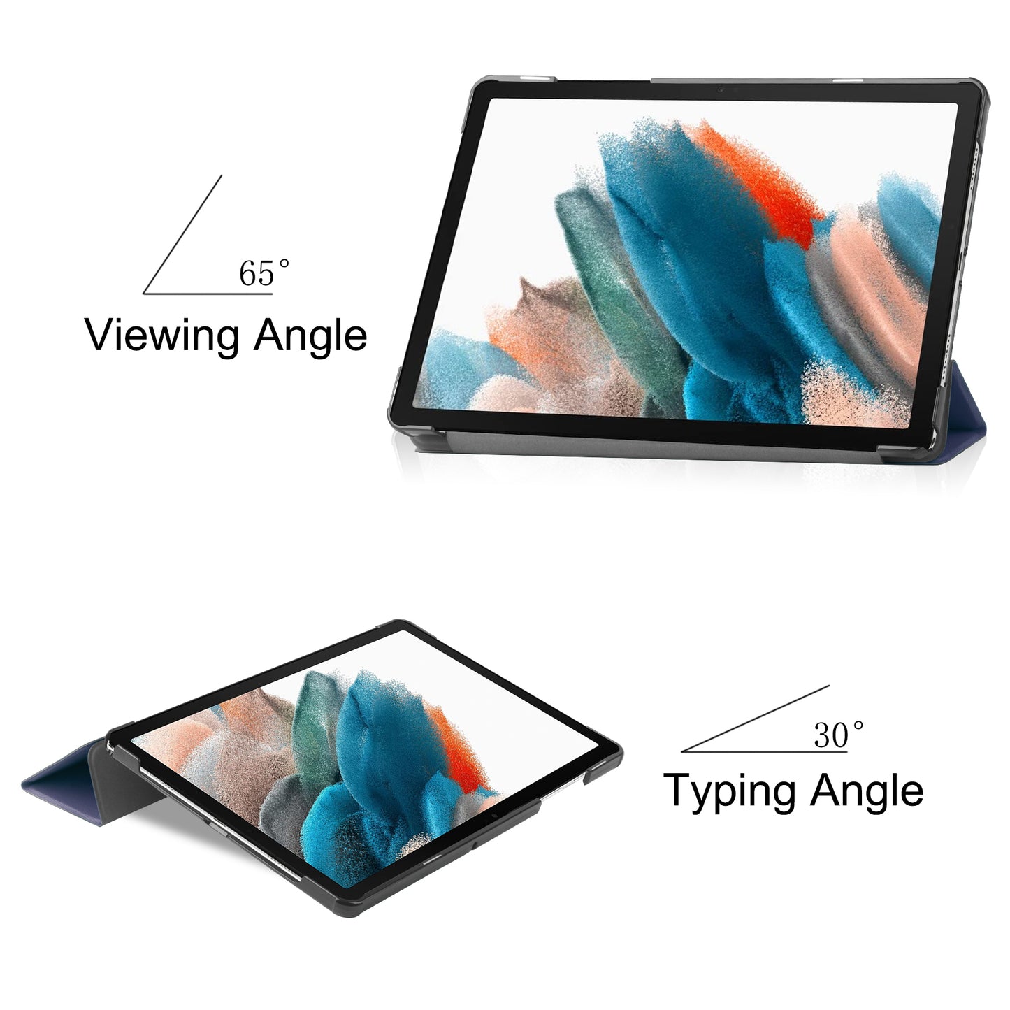 For Samsung Galaxy Tab A9+ PU Leather Tablet Case Tri-fold Stand Cover with Auto Sleep / Wake