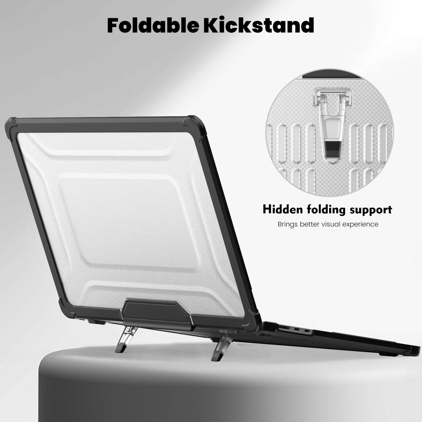 For Macbook Air 15 inch (2023) M2 A2941 PC+TPU Laptop Case Heat Dissipation Kickstand Non-slip Notebook Cover