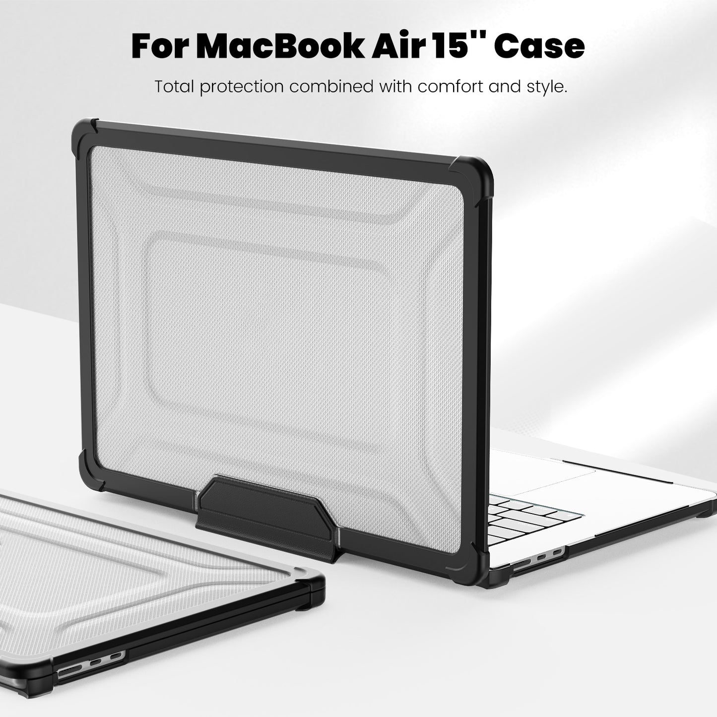 For Macbook Air 15 inch (2023) M2 A2941 PC+TPU Laptop Case Heat Dissipation Kickstand Non-slip Notebook Cover