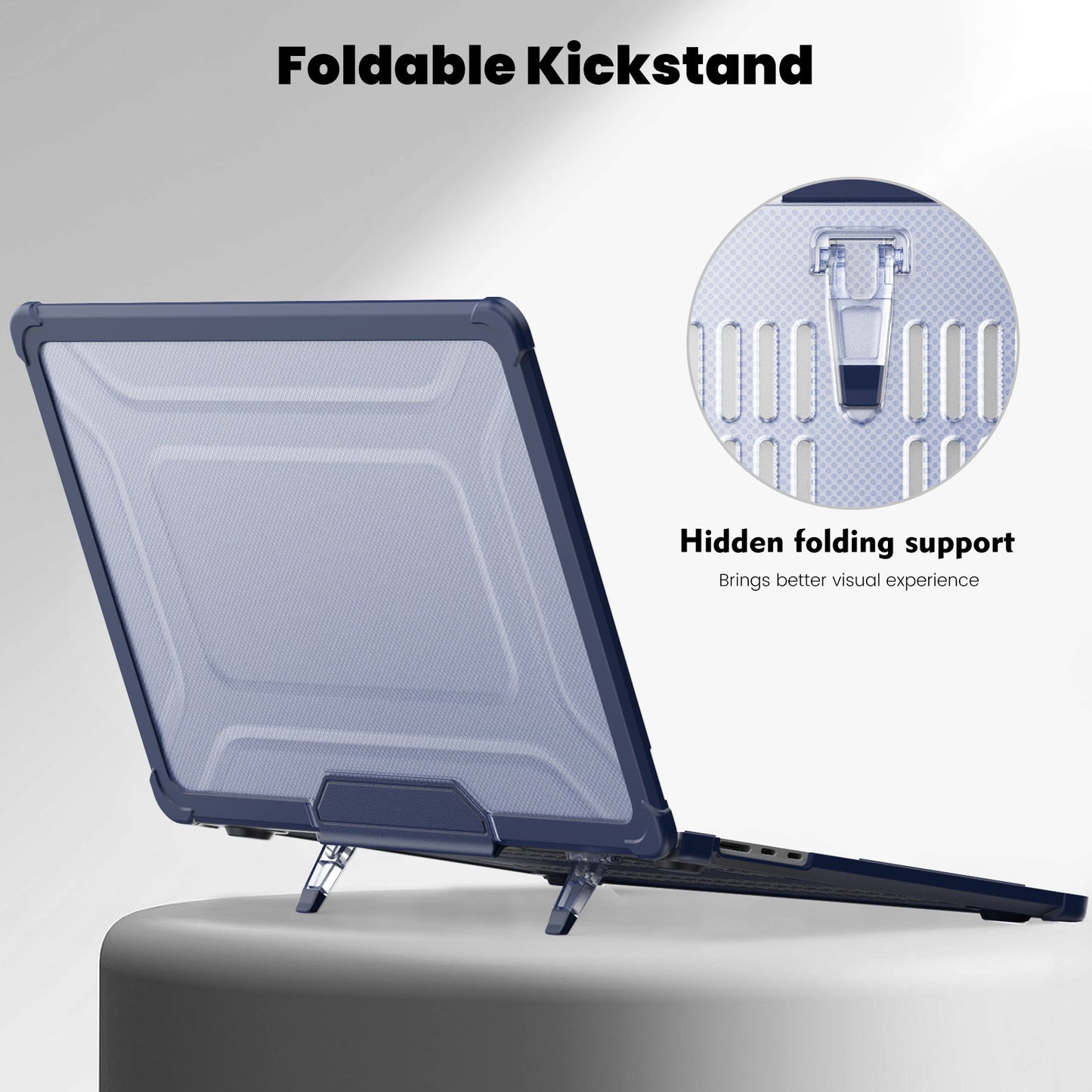 For Macbook Air 15 inch (2023) M2 A2941 PC+TPU Laptop Case Heat Dissipation Kickstand Non-slip Notebook Cover