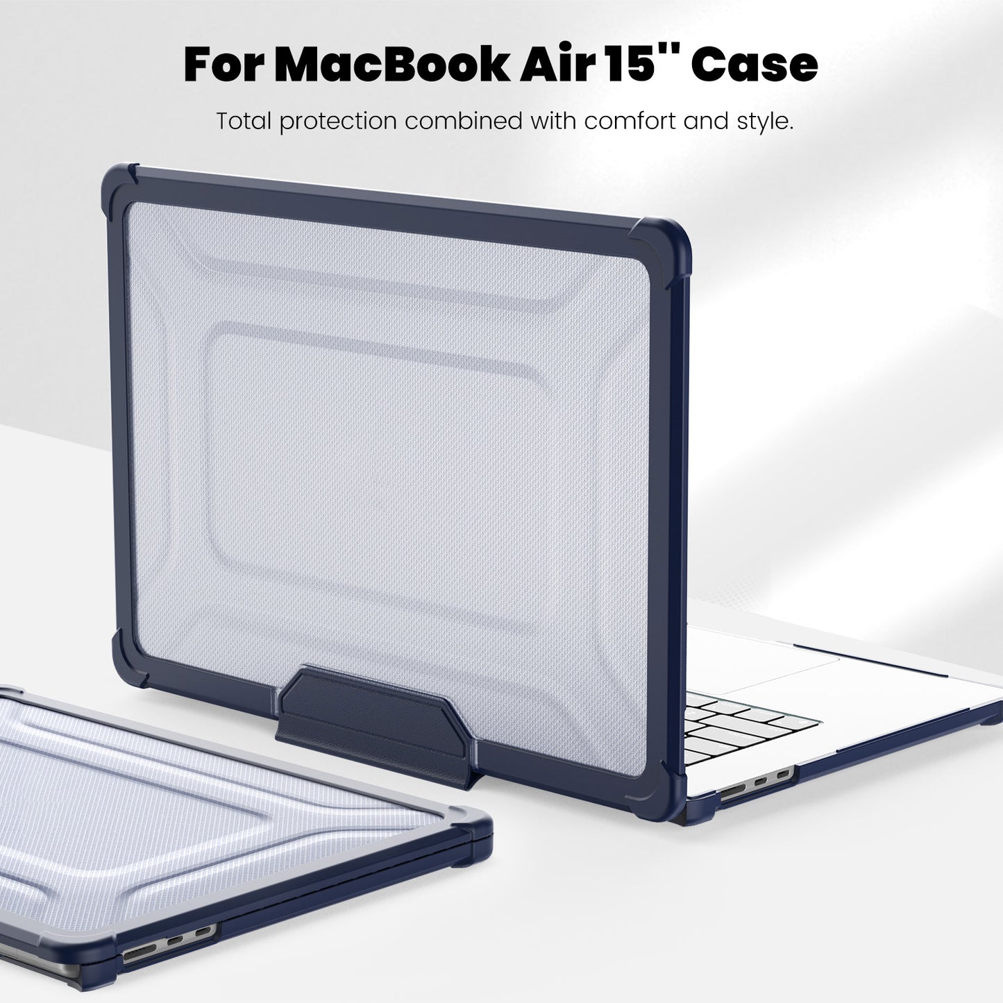 For Macbook Air 15 inch (2023) M2 A2941 PC+TPU Laptop Case Heat Dissipation Kickstand Non-slip Notebook Cover