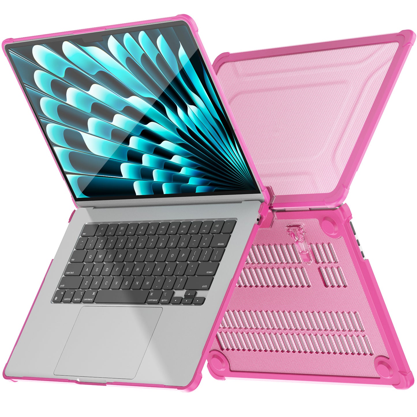 For Macbook Air 15 inch (2023) M2 A2941 PC+TPU Laptop Case Heat Dissipation Kickstand Non-slip Notebook Cover