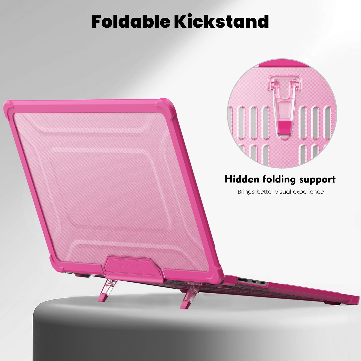 For Macbook Air 15 inch (2023) M2 A2941 PC+TPU Laptop Case Heat Dissipation Kickstand Non-slip Notebook Cover