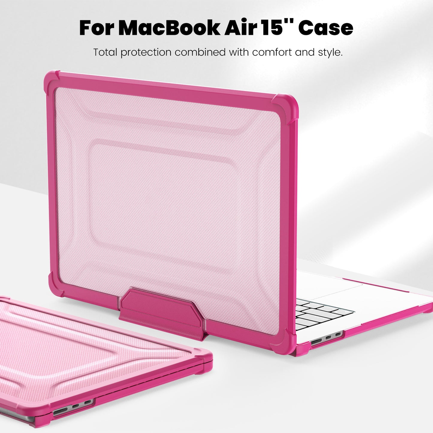 For Macbook Air 15 inch (2023) M2 A2941 PC+TPU Laptop Case Heat Dissipation Kickstand Non-slip Notebook Cover