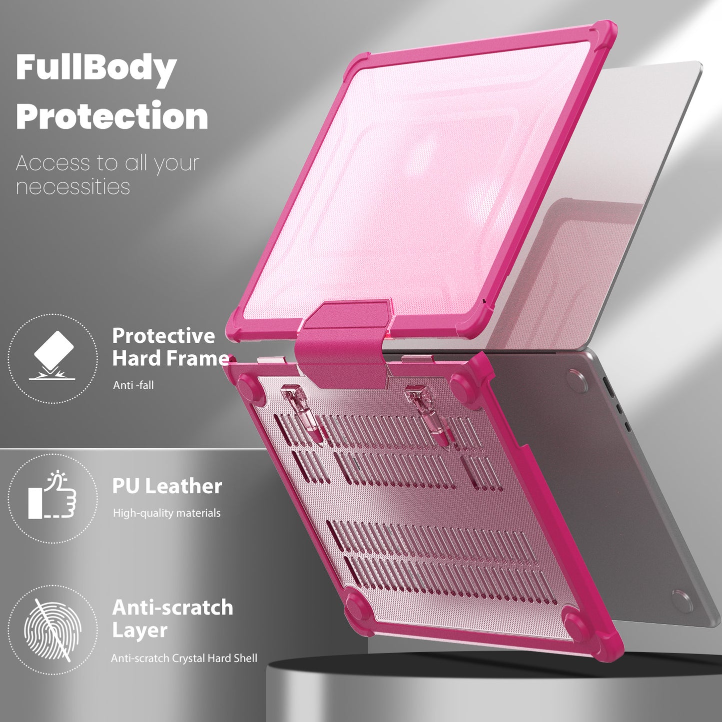 For Macbook Air 15 inch (2023) M2 A2941 PC+TPU Laptop Case Heat Dissipation Kickstand Non-slip Notebook Cover