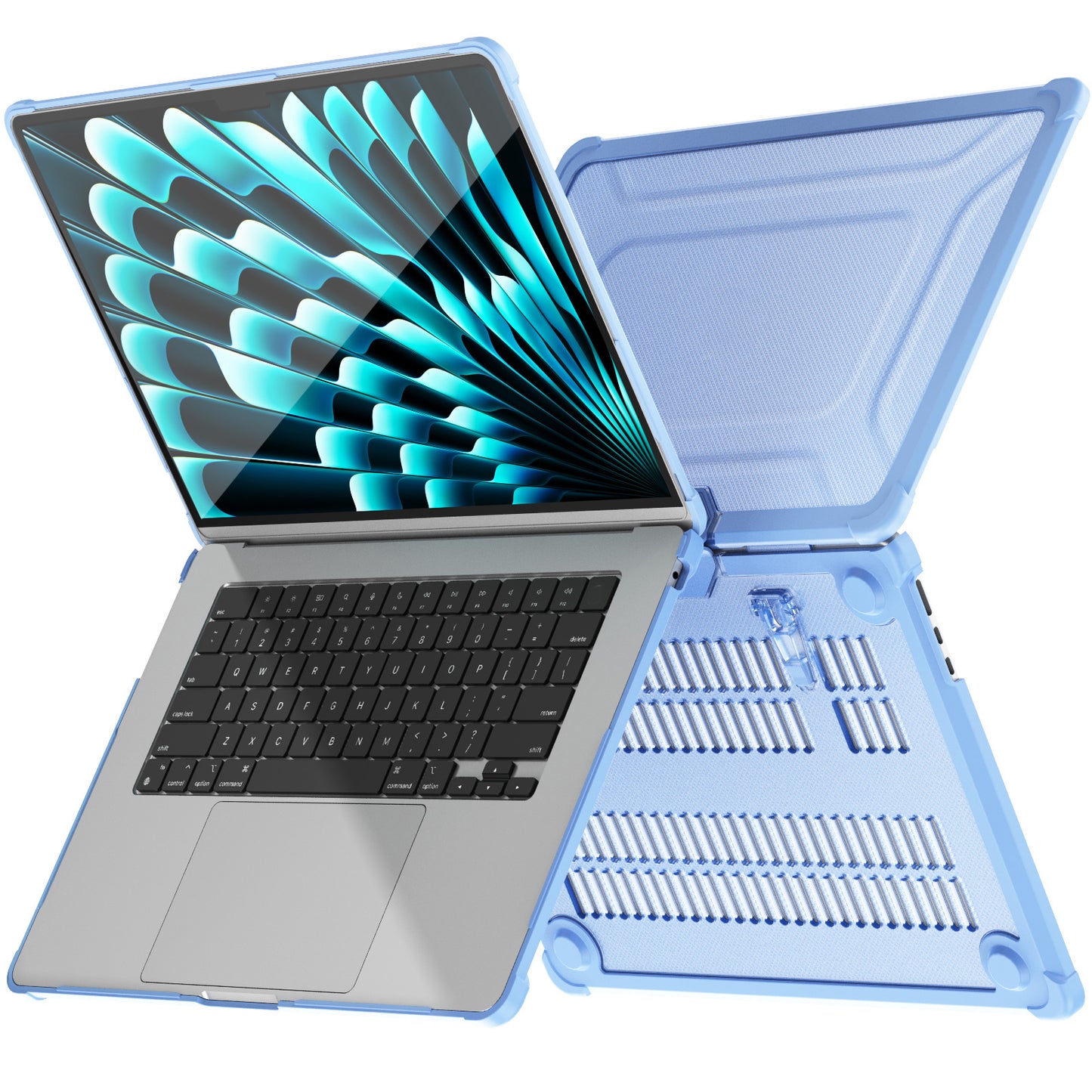 For Macbook Air 15 inch (2023) M2 A2941 PC+TPU Laptop Case Heat Dissipation Kickstand Non-slip Notebook Cover