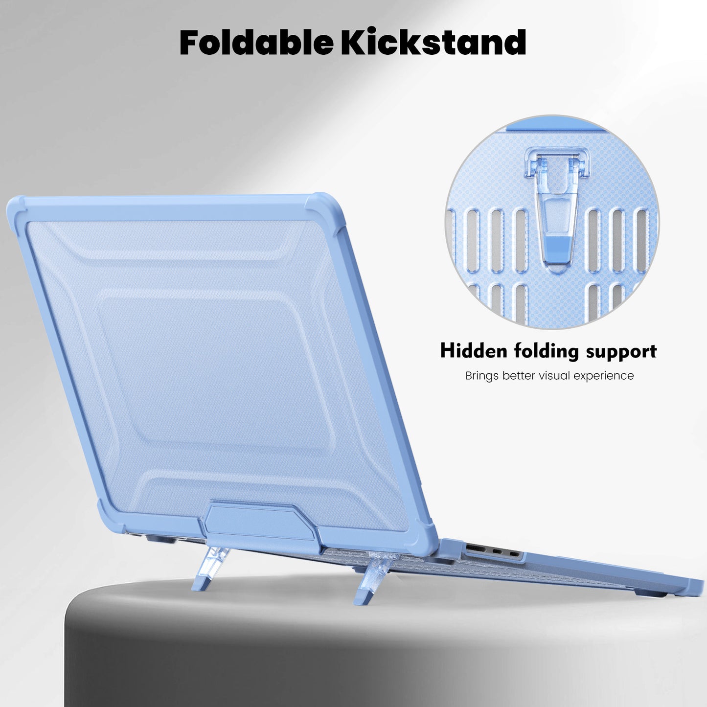 For Macbook Air 15 inch (2023) M2 A2941 PC+TPU Laptop Case Heat Dissipation Kickstand Non-slip Notebook Cover