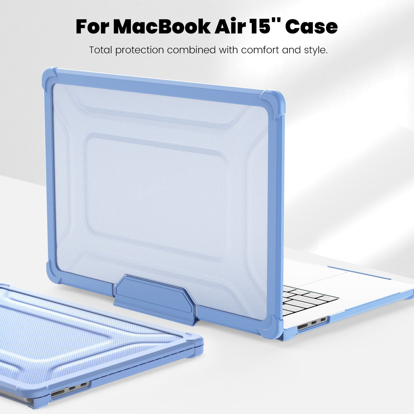 For Macbook Air 15 inch (2023) M2 A2941 PC+TPU Laptop Case Heat Dissipation Kickstand Non-slip Notebook Cover