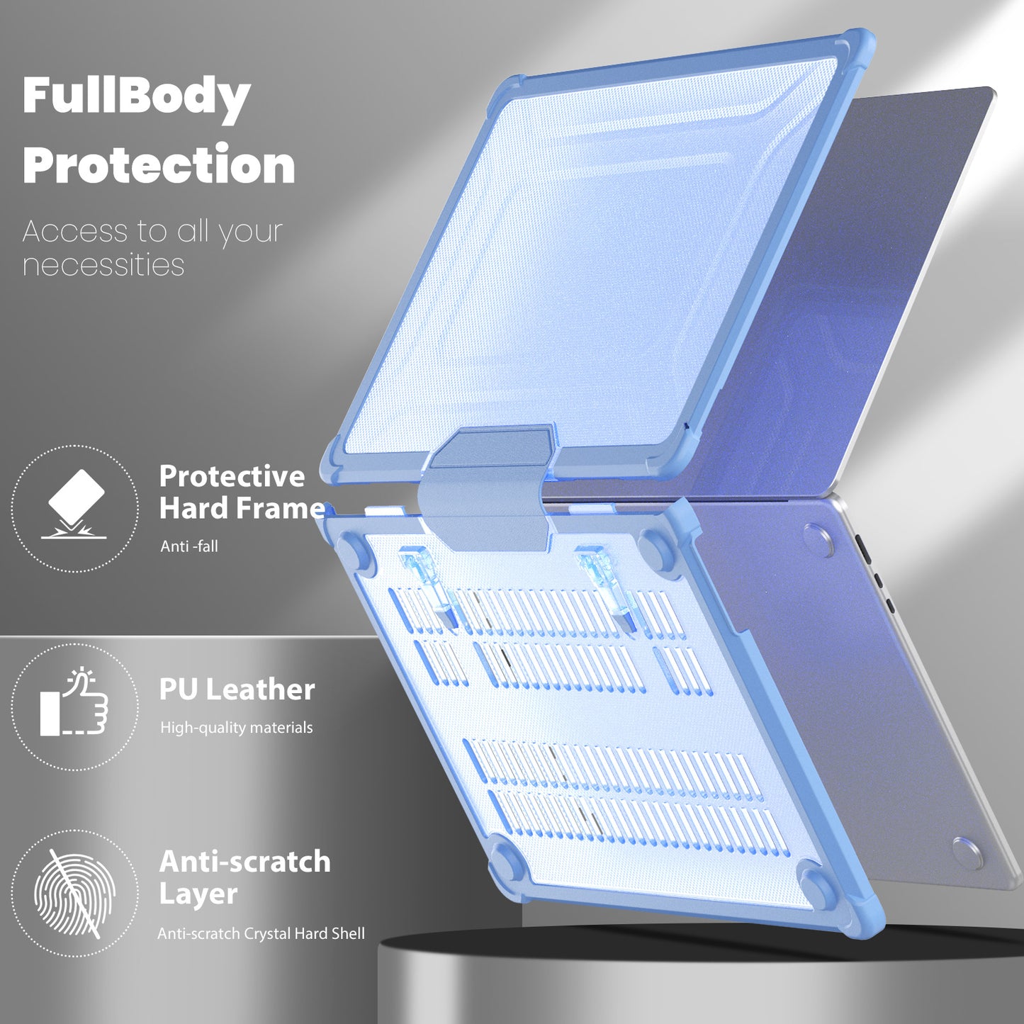 For Macbook Air 15 inch (2023) M2 A2941 PC+TPU Laptop Case Heat Dissipation Kickstand Non-slip Notebook Cover