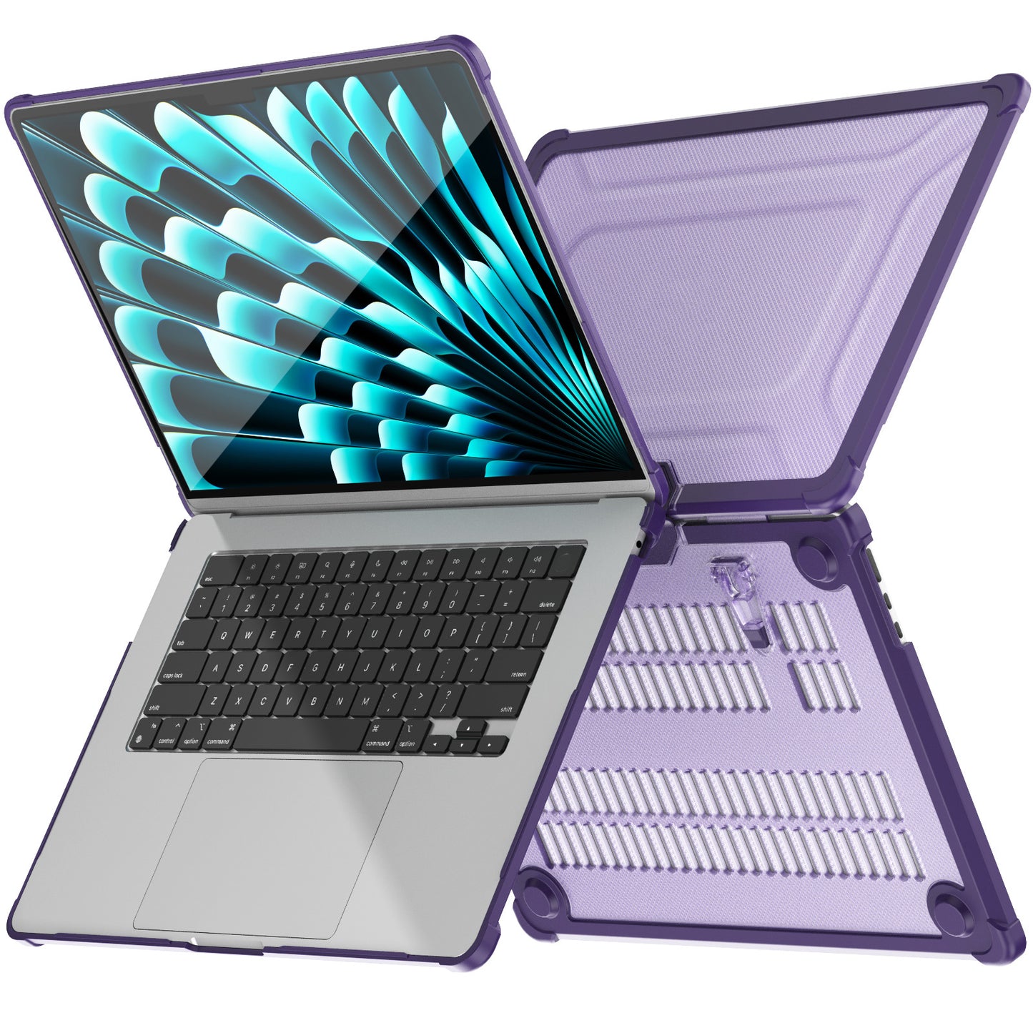 For Macbook Air 15 inch (2023) M2 A2941 PC+TPU Laptop Case Heat Dissipation Kickstand Non-slip Notebook Cover