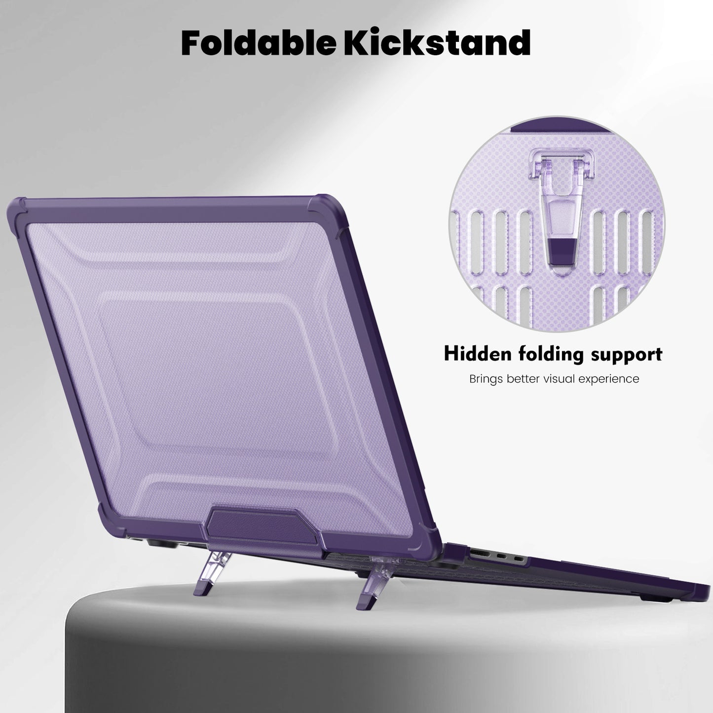 For Macbook Air 15 inch (2023) M2 A2941 PC+TPU Laptop Case Heat Dissipation Kickstand Non-slip Notebook Cover