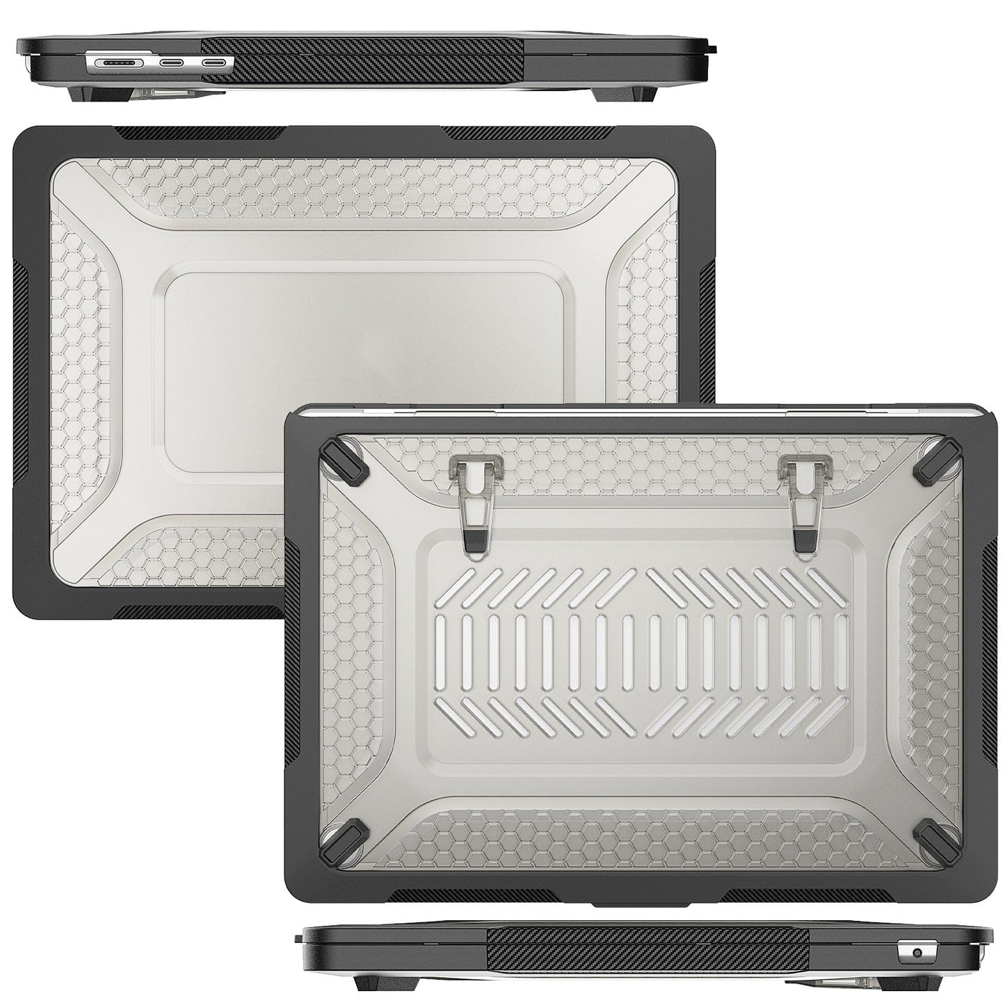 For Macbook Air 15 inch (2023) M2 A2941 Anti-slip Laptop Case Honeycomb Heat Dissipation Kickstand PC+TPU Cover