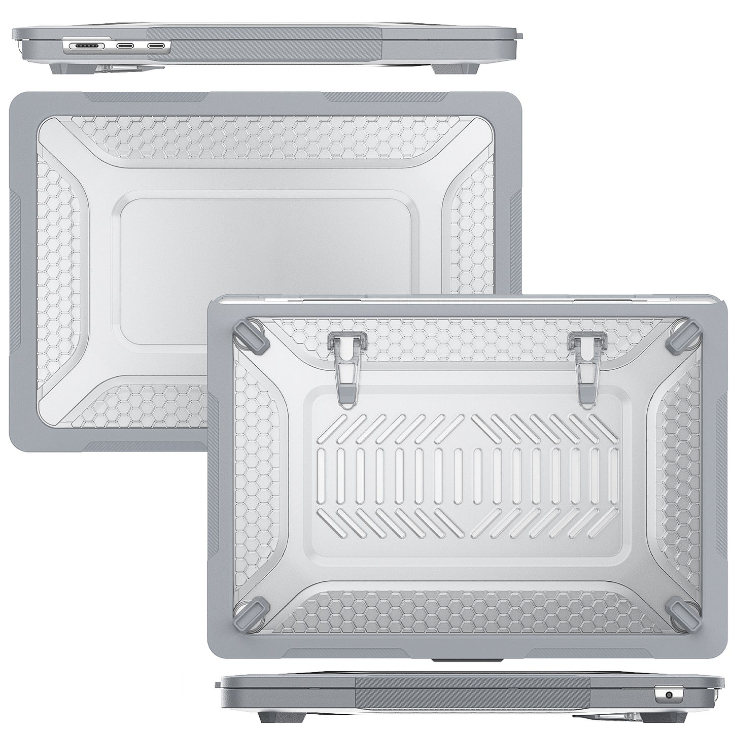 For Macbook Air 15 inch (2023) M2 A2941 Anti-slip Laptop Case Honeycomb Heat Dissipation Kickstand PC+TPU Cover