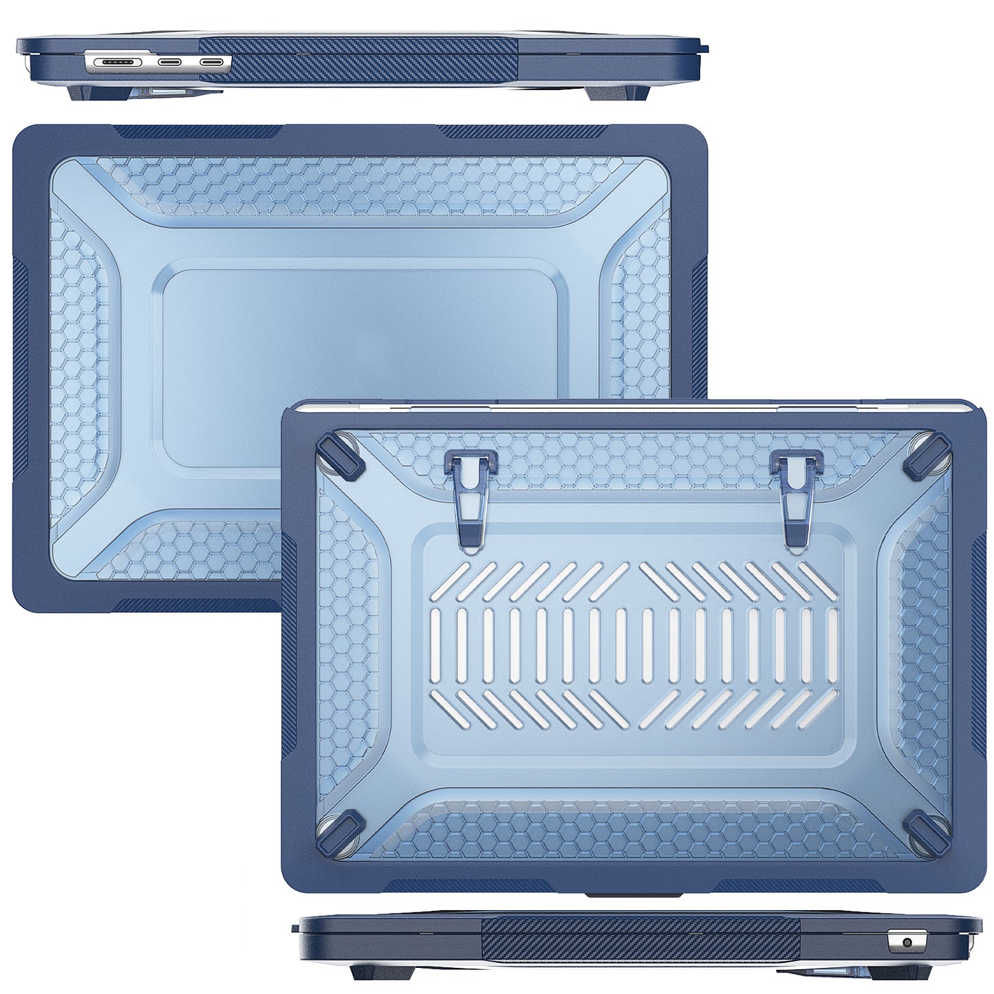 For Macbook Air 15 inch (2023) M2 A2941 Anti-slip Laptop Case Honeycomb Heat Dissipation Kickstand PC+TPU Cover