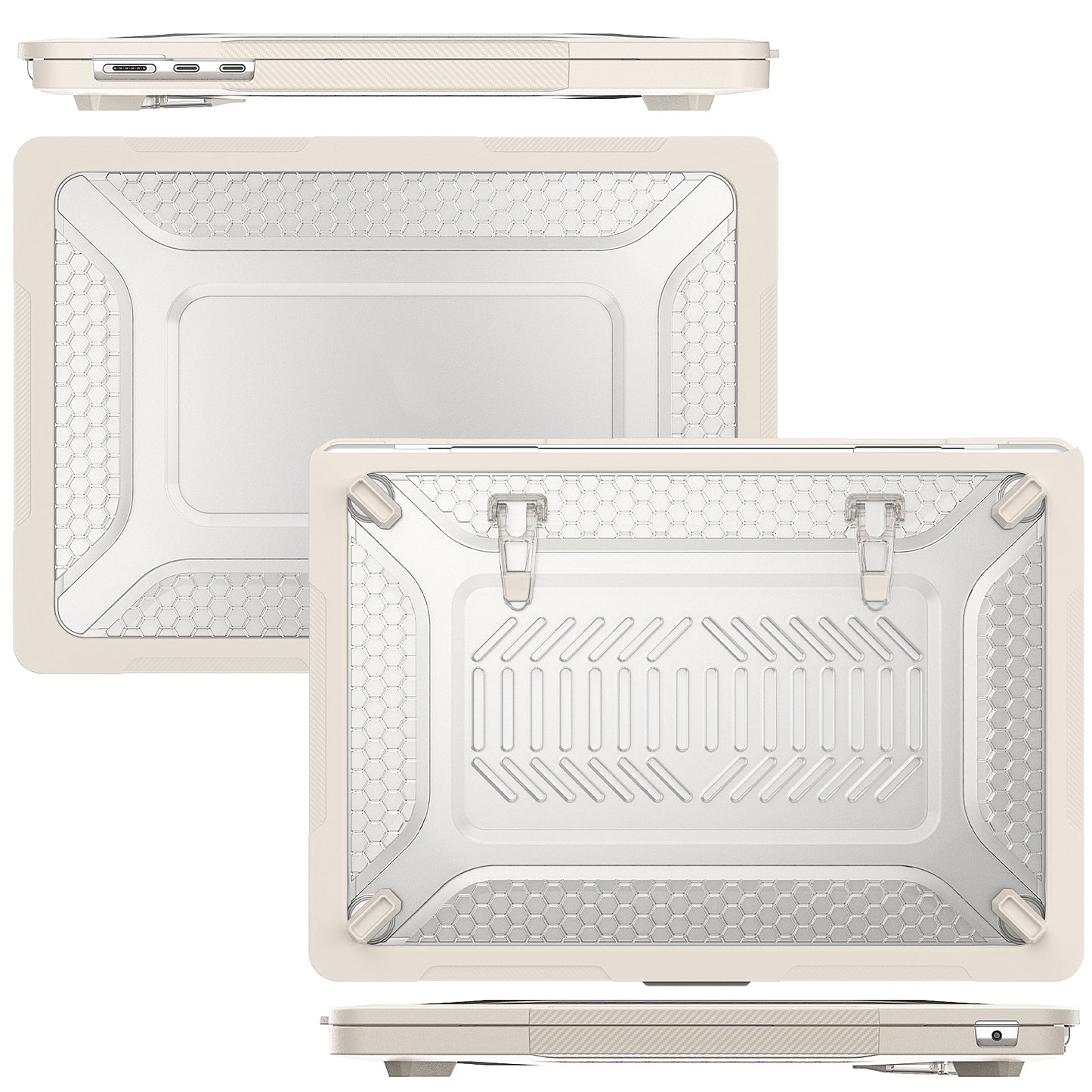 For Macbook Air 15 inch (2023) M2 A2941 Anti-slip Laptop Case Honeycomb Heat Dissipation Kickstand PC+TPU Cover